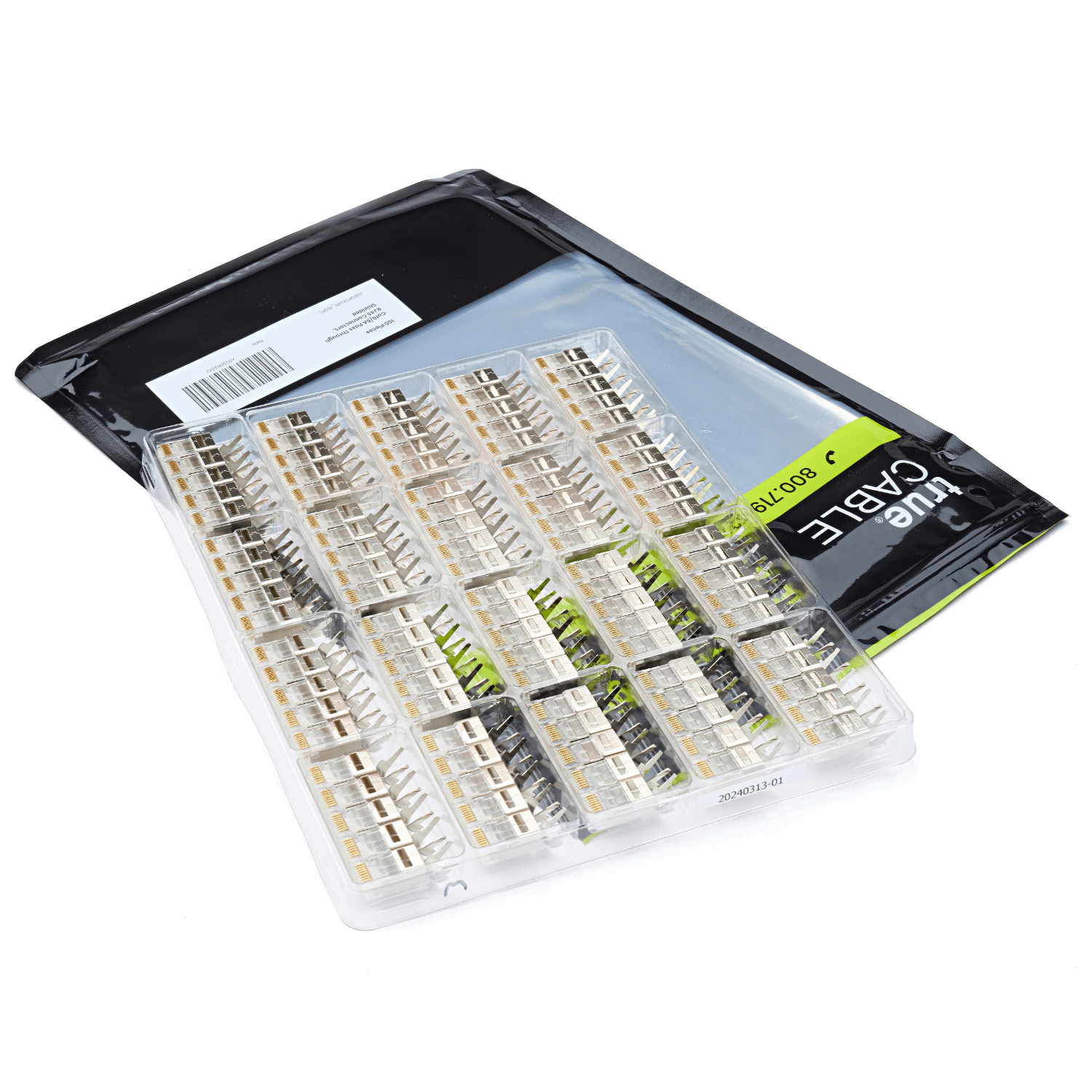 Cat6-6A Pass Through RJ45 Connectors | Shielded | 100pc | Opened Packaging