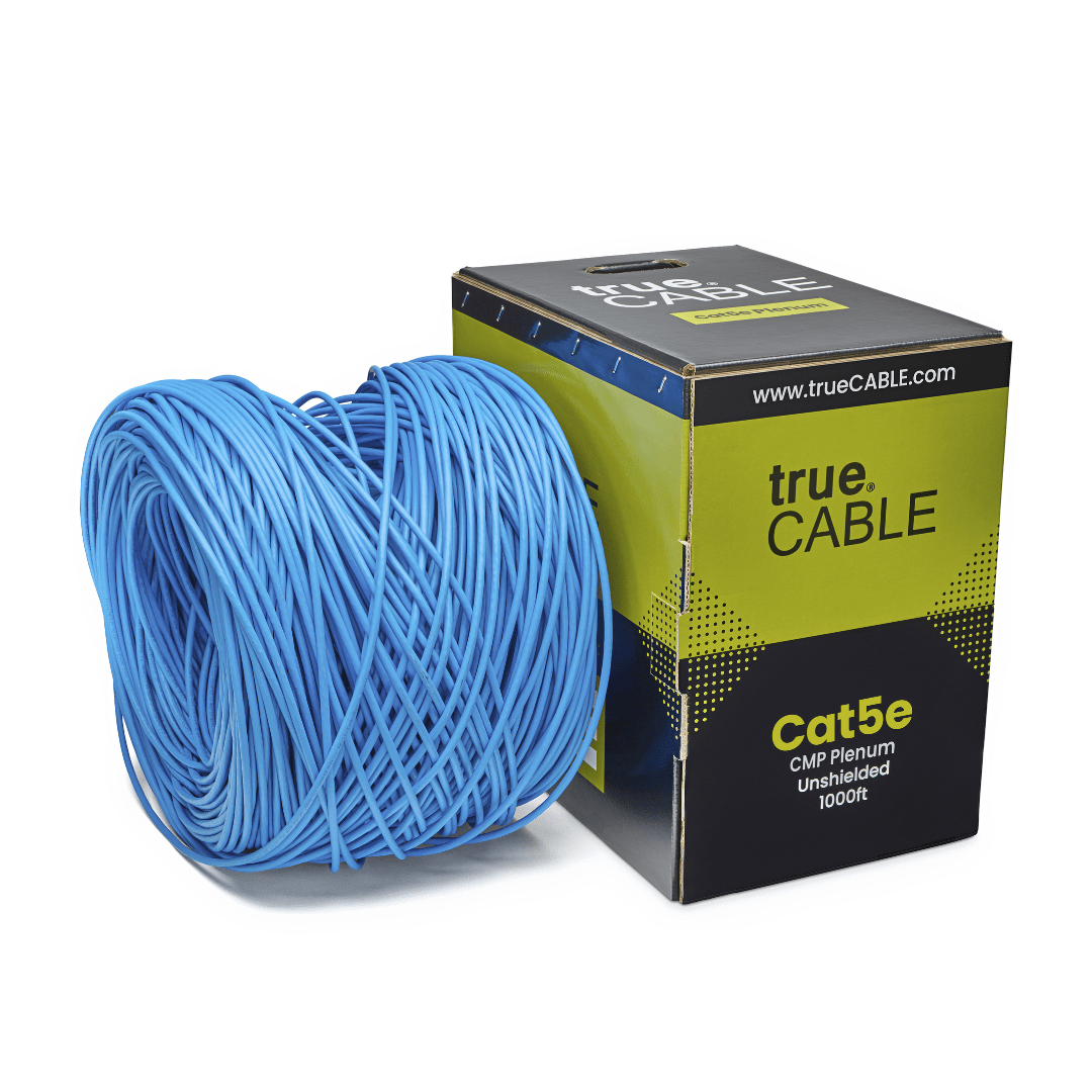 A coiled blue cable next to the