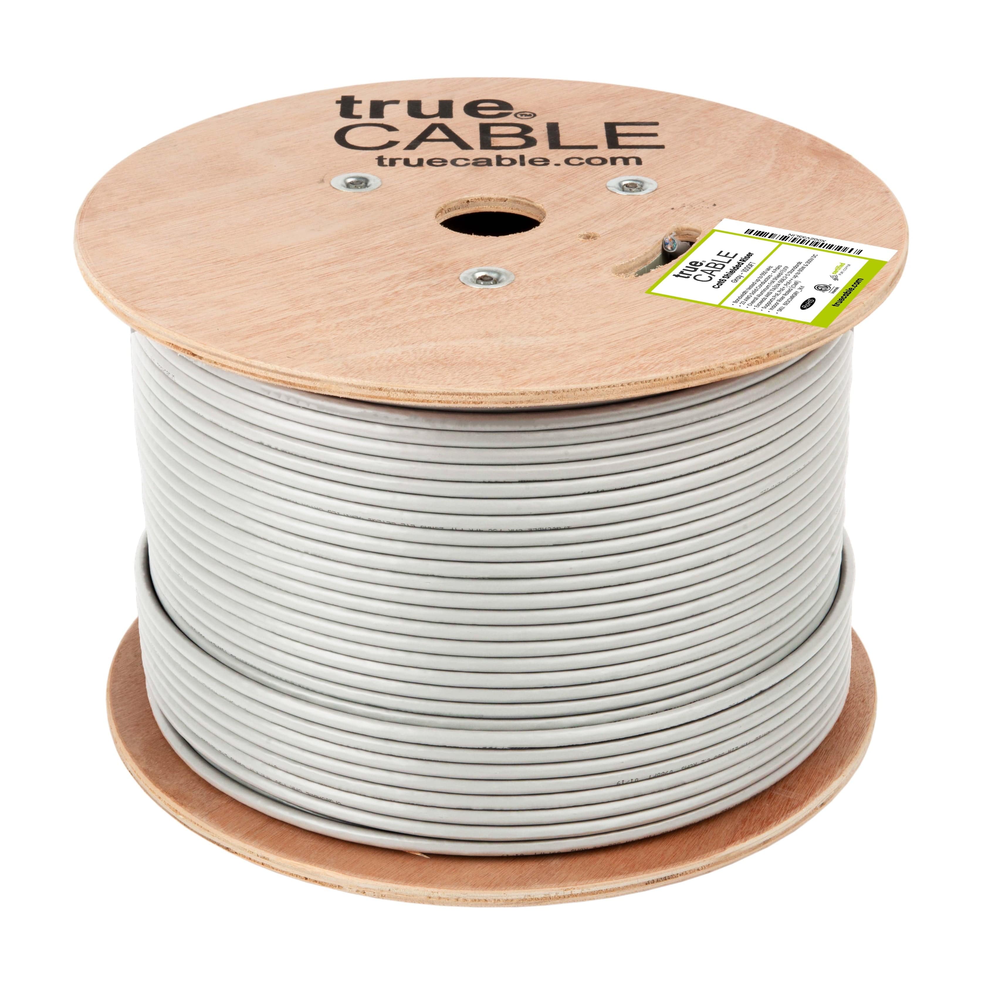 Cat6 Riser Shielded Cable, Gray, 1000ft, Reel, Unwrapped