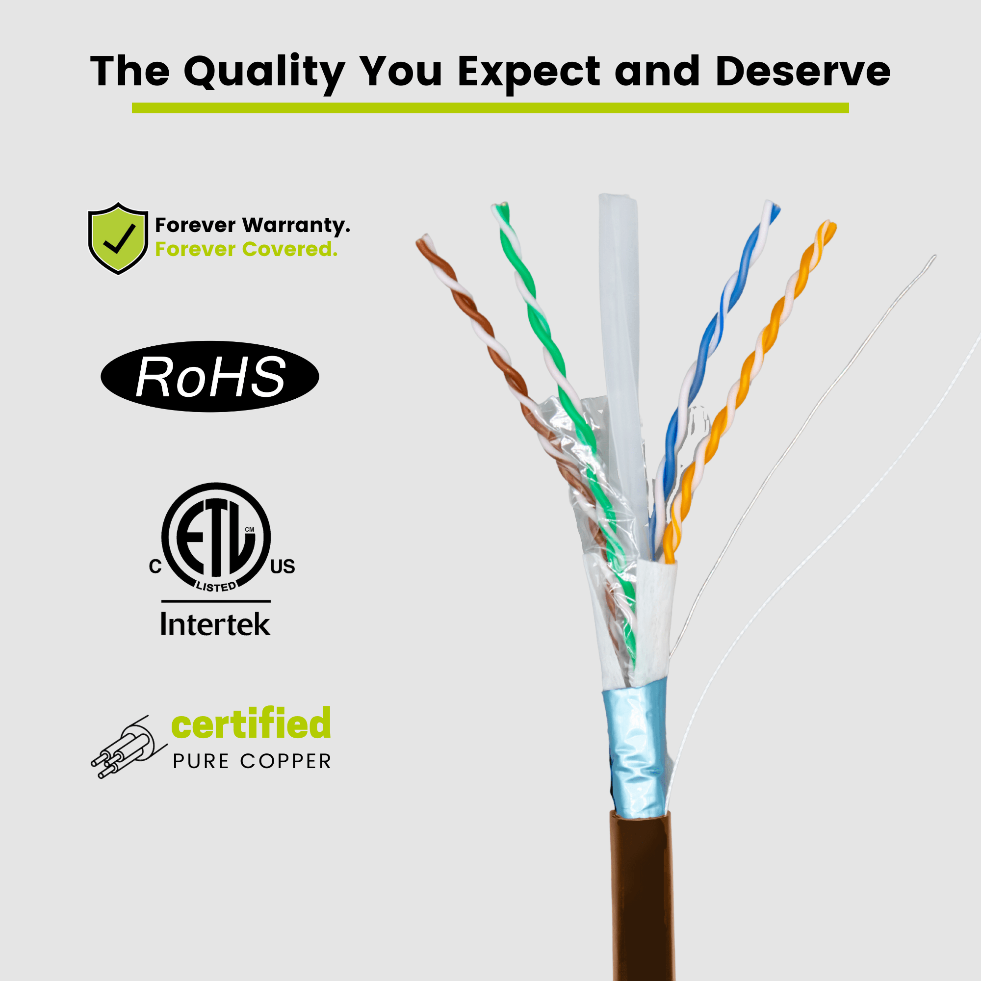 Cat6A Shielded Direct Burial Ethernet Brown 500ft trueCABLE Closeup