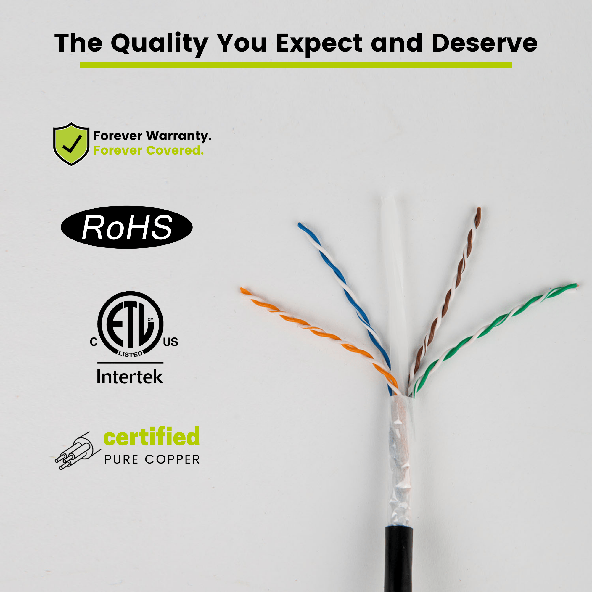 Cat6 Direct Burial Cable Black 500ft trueCABLE Closeup