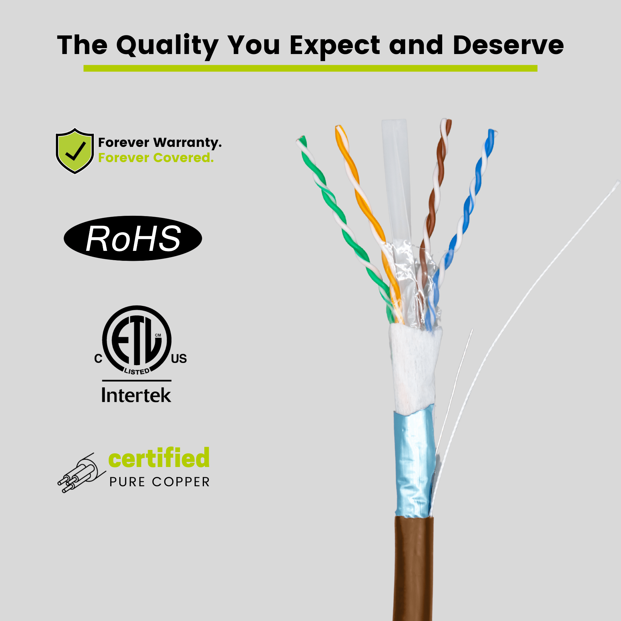 Cat6 Shielded Direct Burial Cable Brown 500ft trueCABLE Closeup