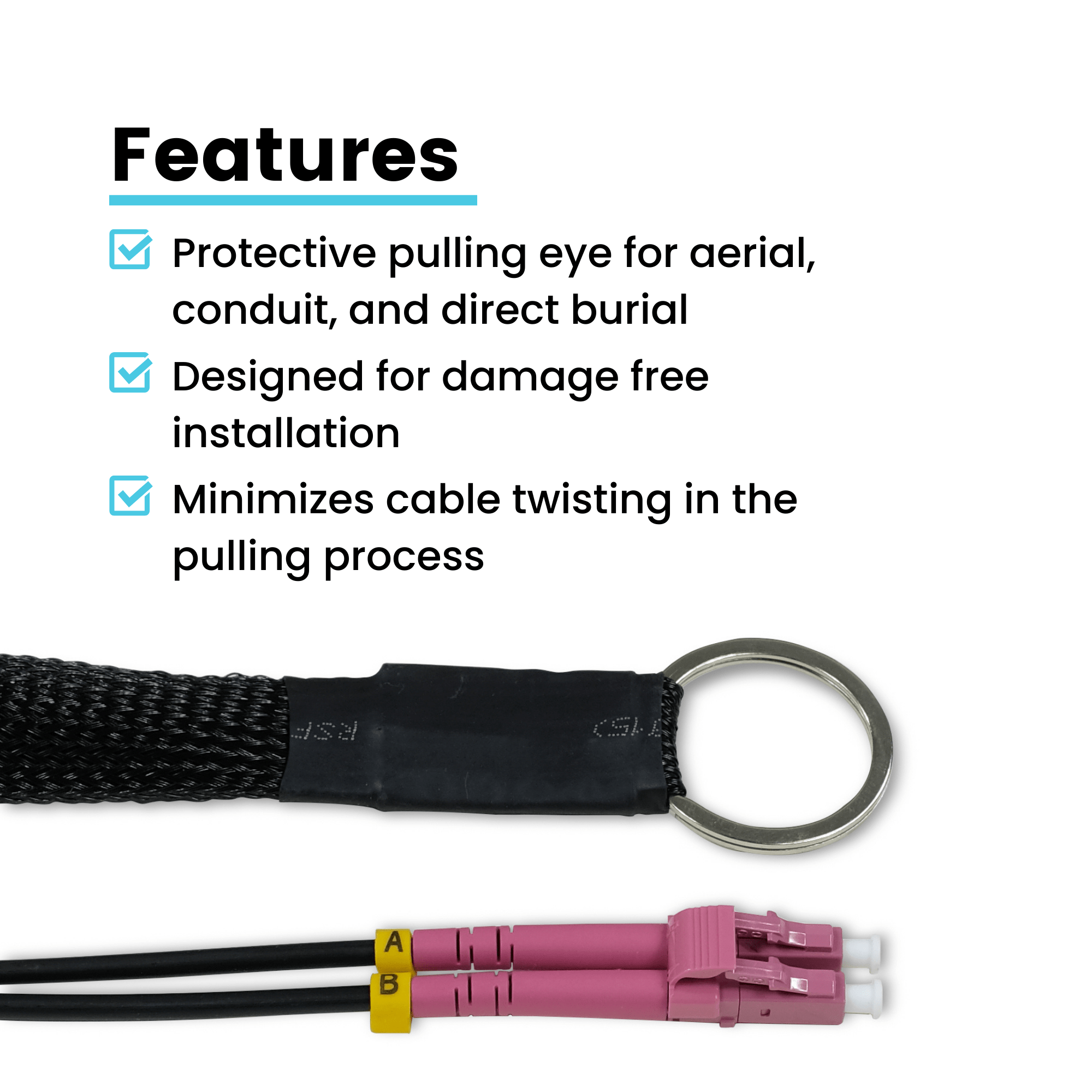 LC-LC UPC Pre-Terminated 2 Strand Fiber | OM4 Multimode Outdoor | Direct Burial Armored
