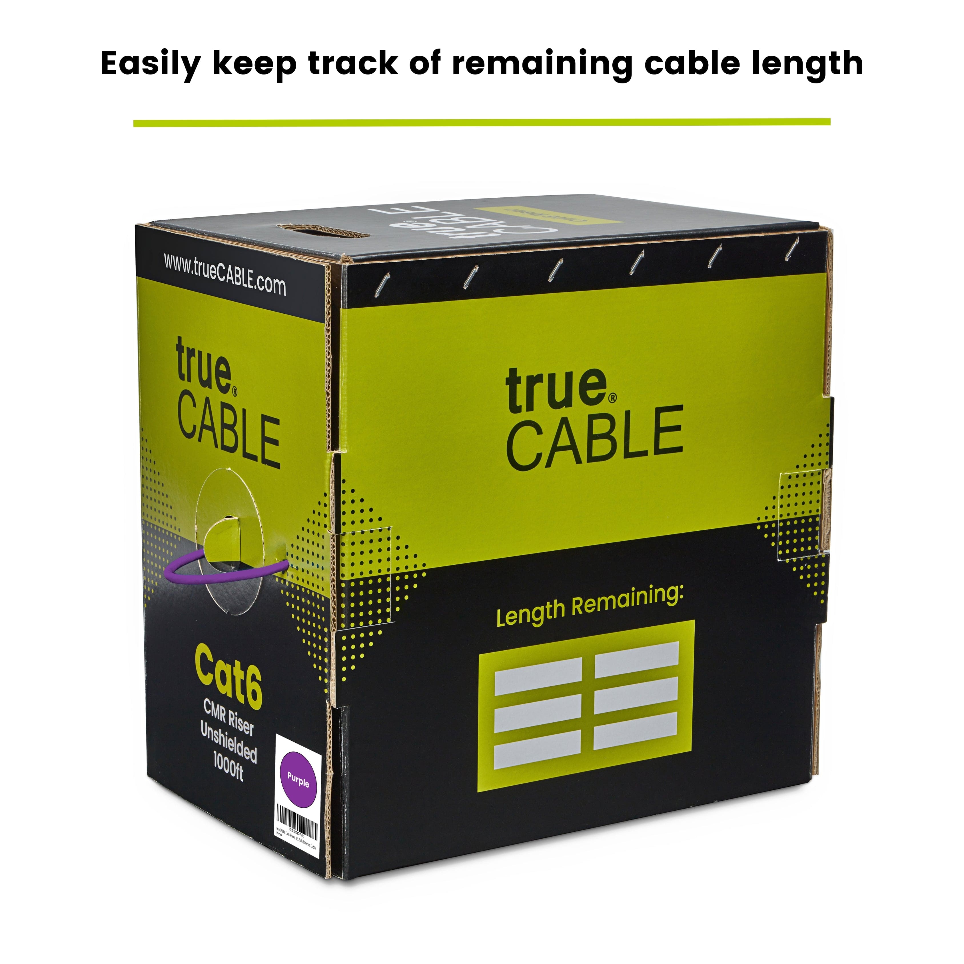 trueCABLE Cat6 Unshielded Ethernet Cable 1000ft purple