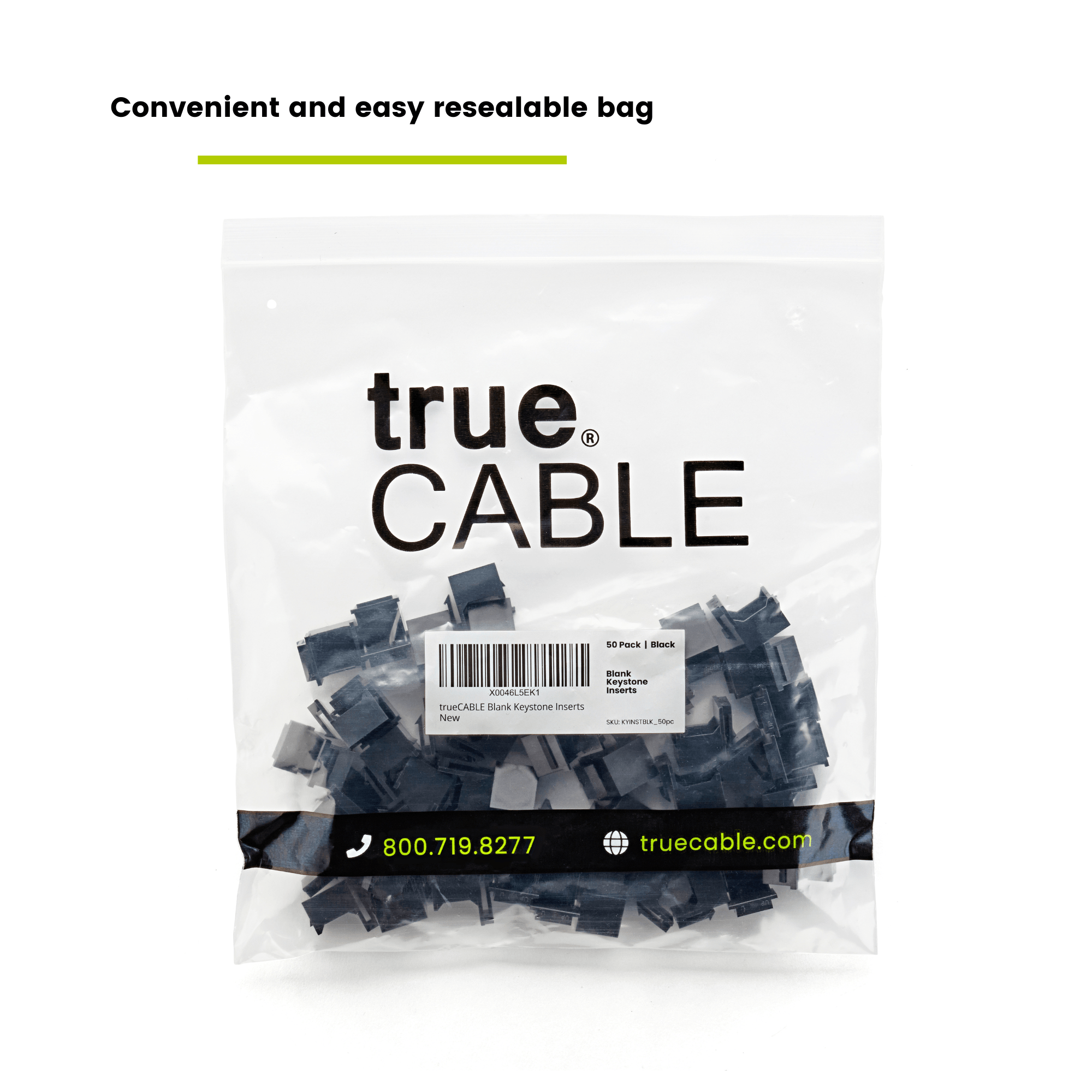 Blank Keystone Insert, Black, Resealable Bag Packaging