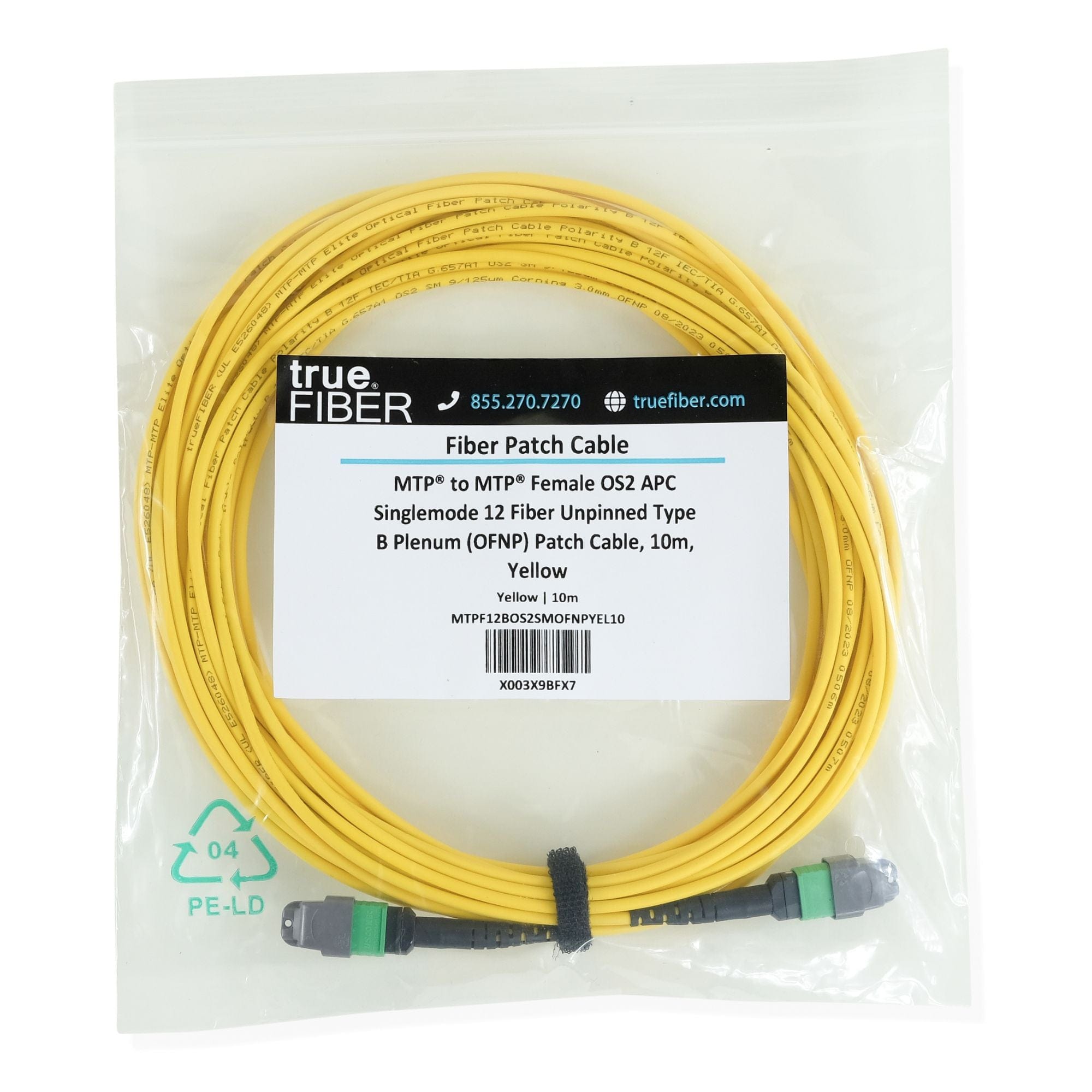 MTP® to MTP® Female OS2 12 Fiber Type B | SM OFNP