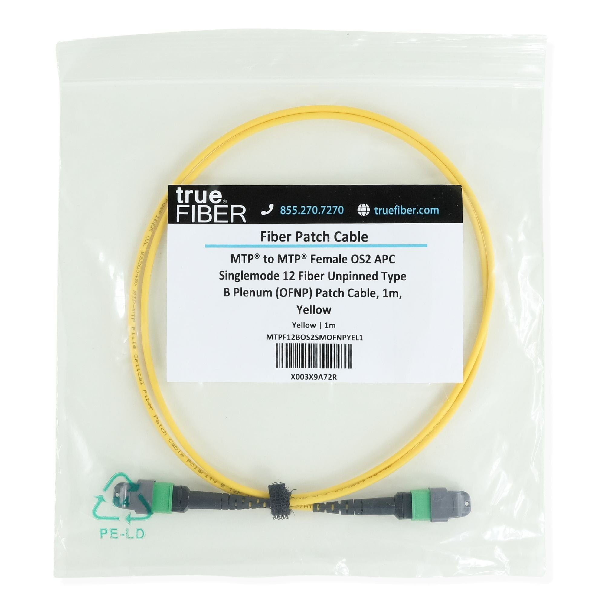 MTP® to MTP® Female OS2 12 Fiber Type B | SM OFNP