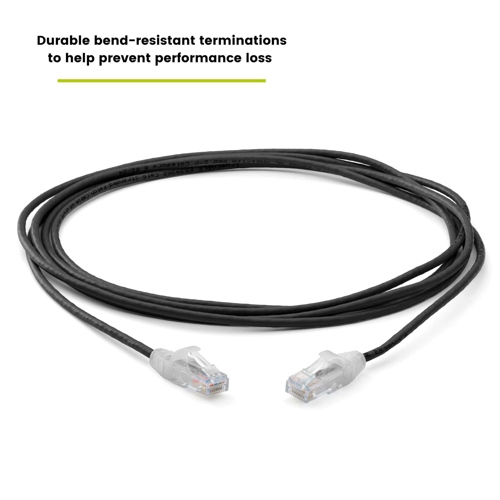 Cat6 28AWG Ethernet Patch Cable - Unshielded - Black - 10ft - bend resistant