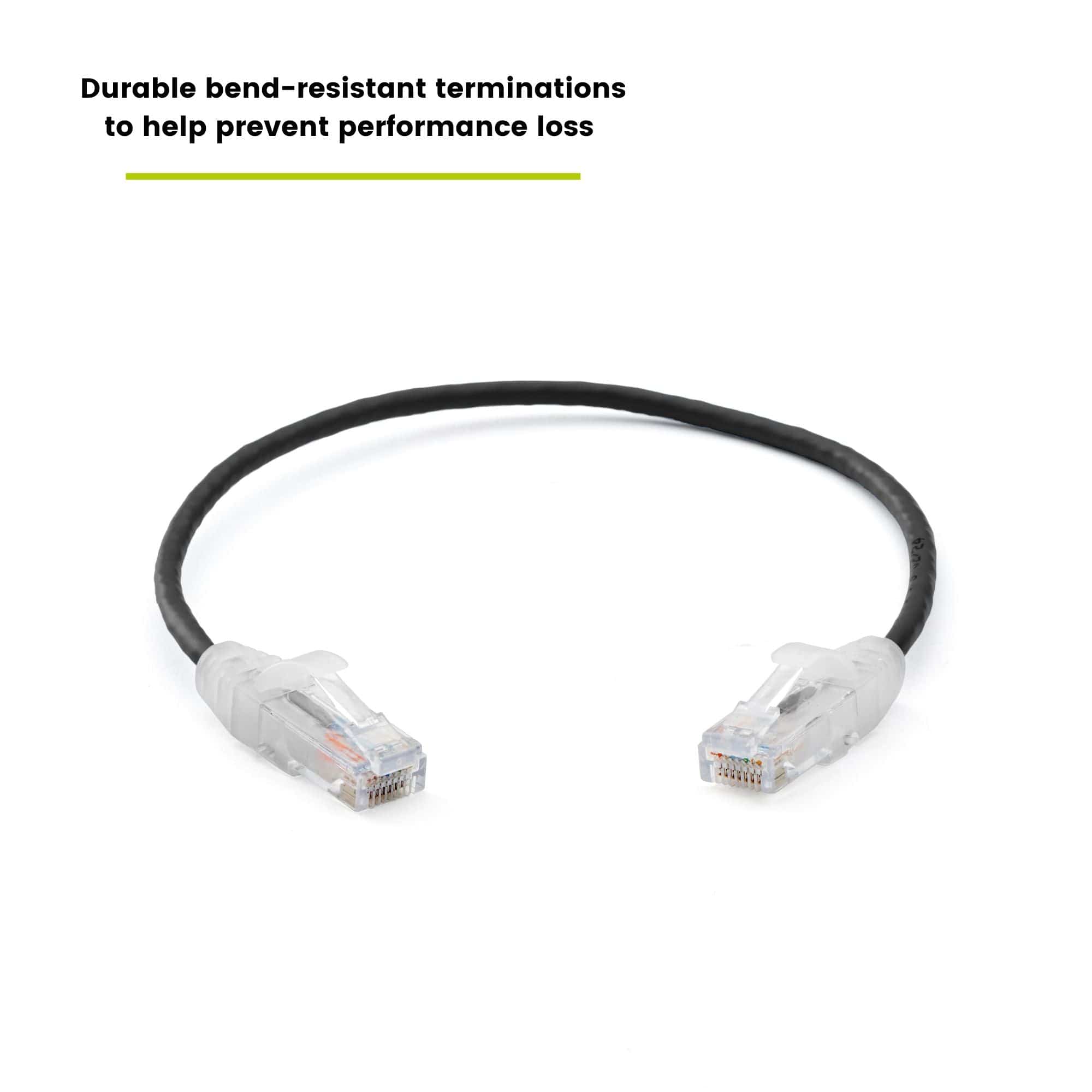 Cat6 28AWG Ethernet Patch Cable - Unshielded - Black - 1ft - bend resistant