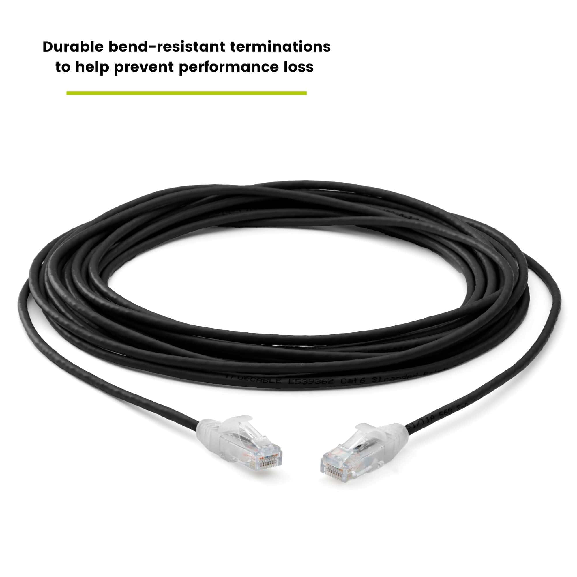 Cat6 28AWG Ethernet Patch Cable - Unshielded - Black - 25ft - bend resistant