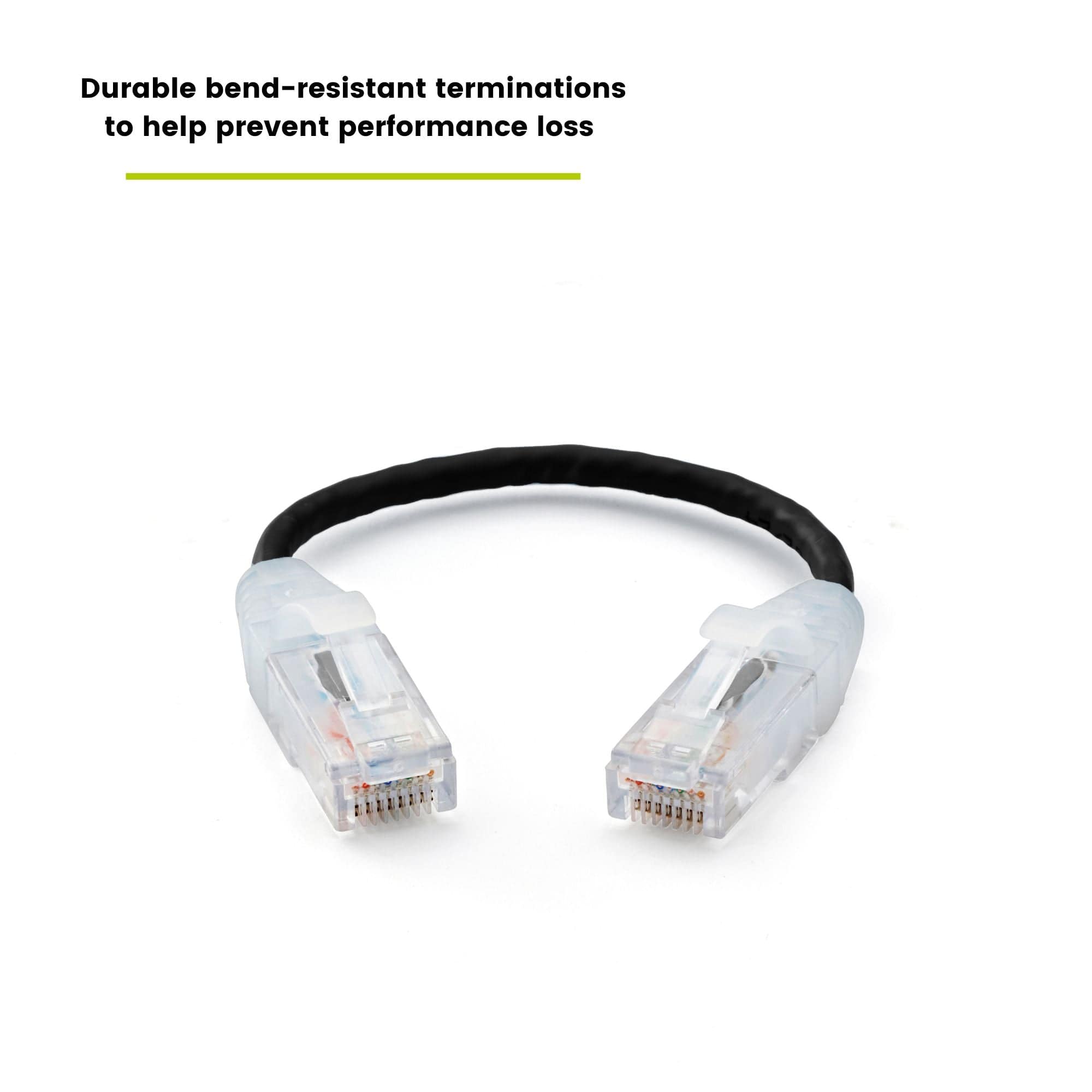 Cat6 28AWG Ethernet Patch Cable - Unshielded - Black - 6in - bend-resistant