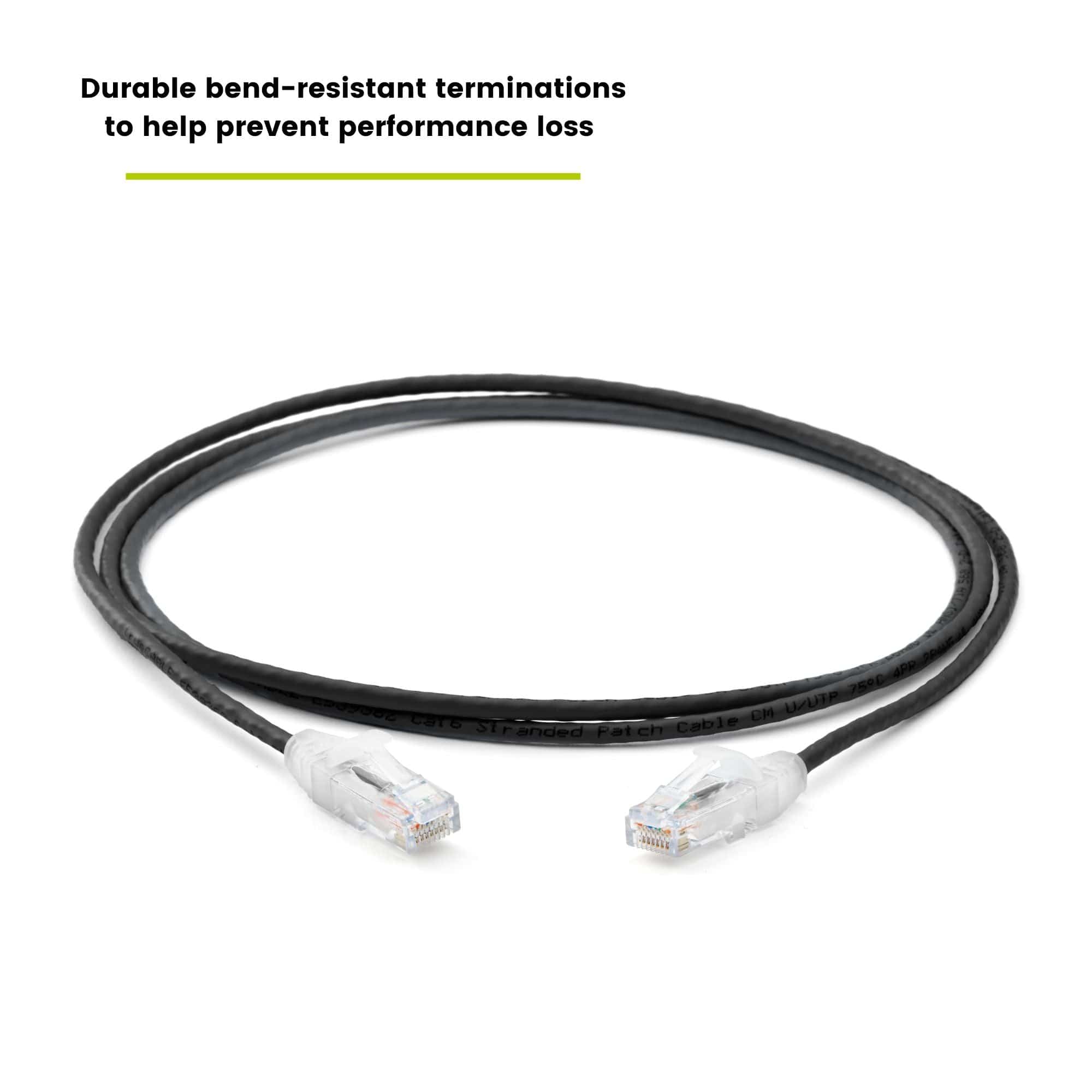 Cat6 28AWG Ethernet Patch Cable - Unshielded - Black - 5ft - bend resistant