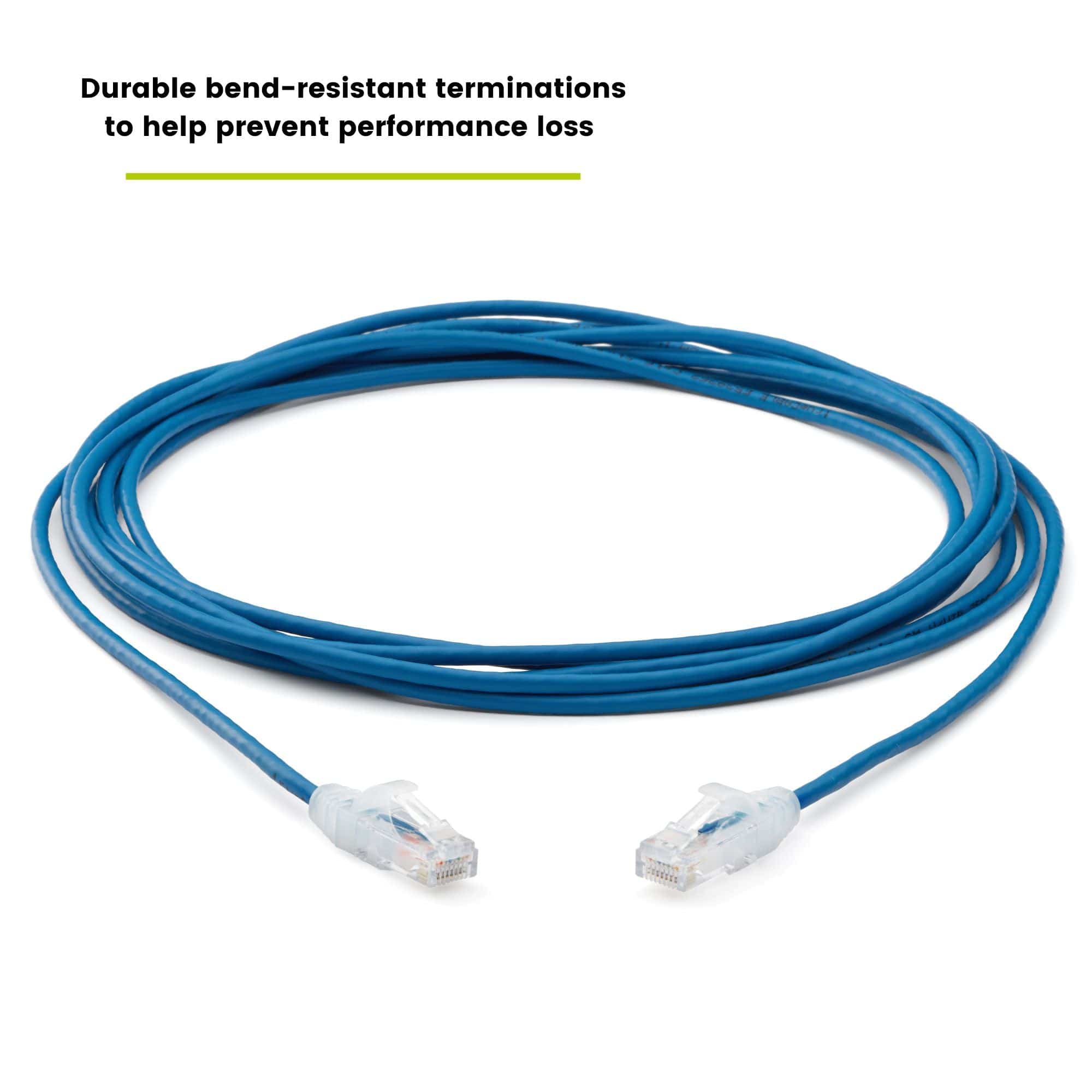 Cat6 28AWG Ethernet Patch Cable - Unshielded - Blue - 14ft - bend-resistant