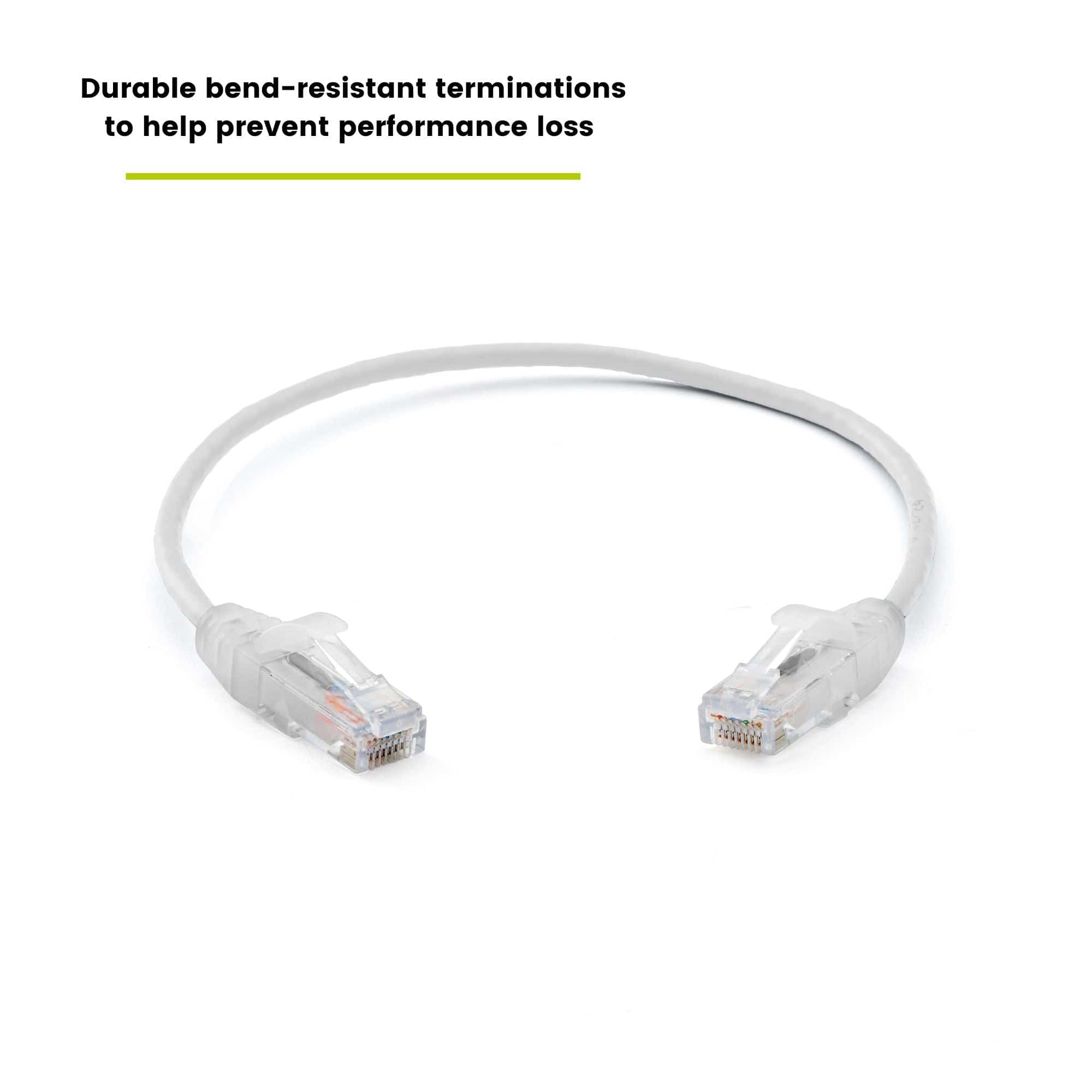 Cat6 28AWG Ethernet Patch Cable - Unshielded - White - 1ft - bend resistant