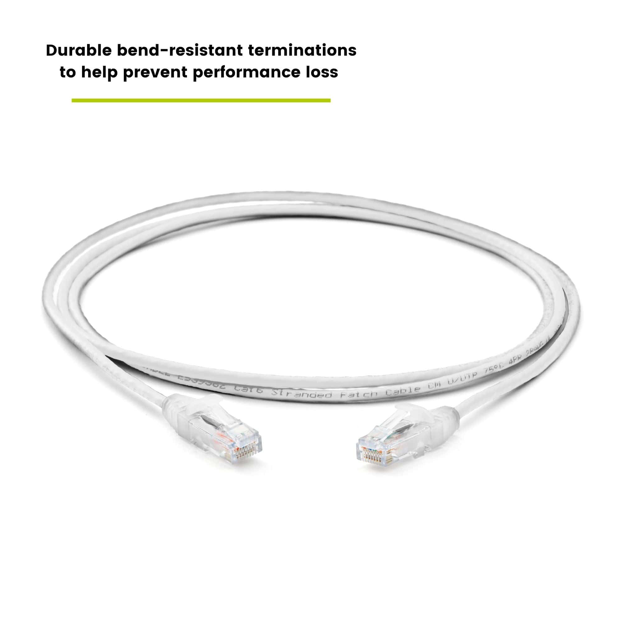 Cat6 28AWG Ethernet Patch Cable - Unshielded - White - 7ft - bend resistant