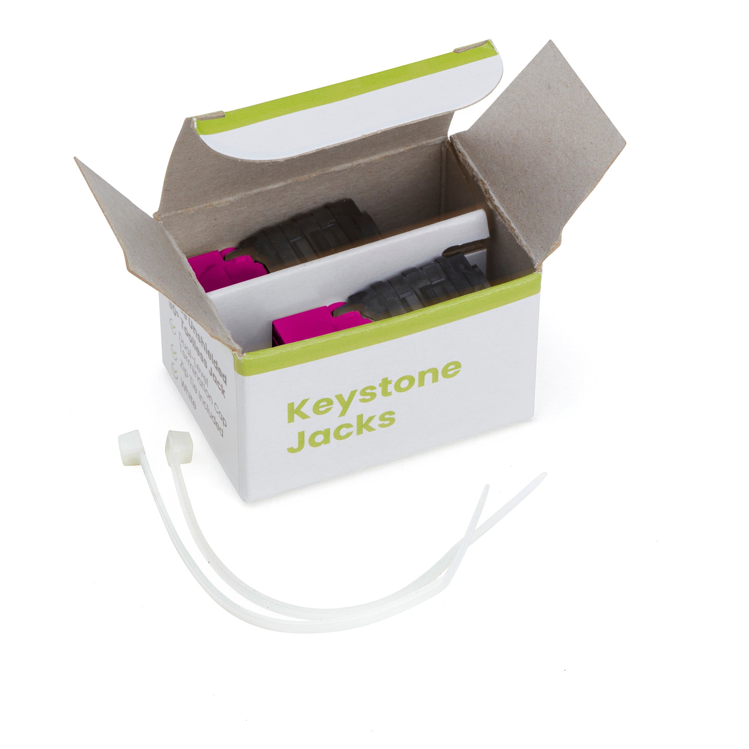 Cat6A Toolless Keystone Jack | Unshielded | 2pc | Pink