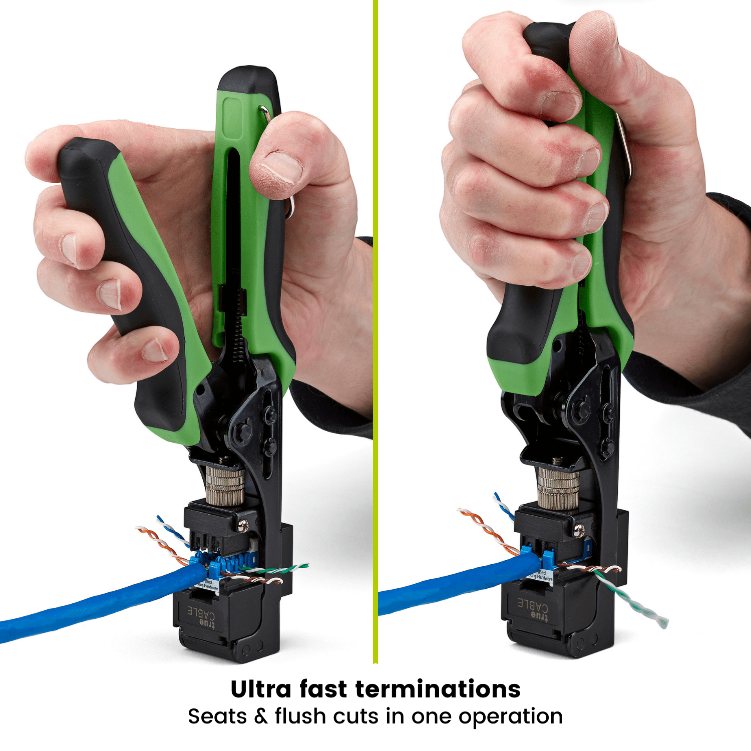 trueCABLE EZ Termination Keystone Jack Tool Before & After
