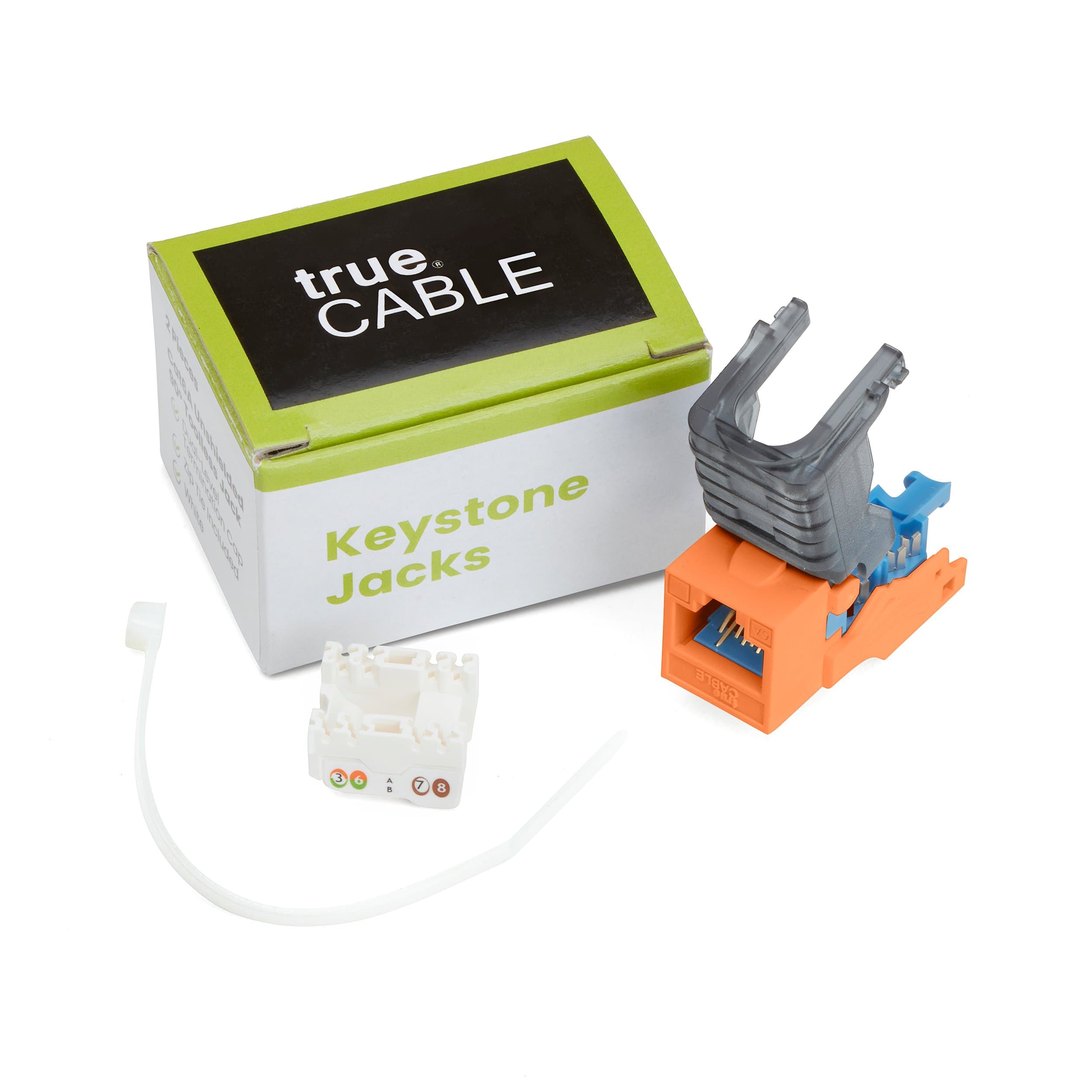 Cat6A Toolless Keystone Jack | Unshielded | 2pc | Orange