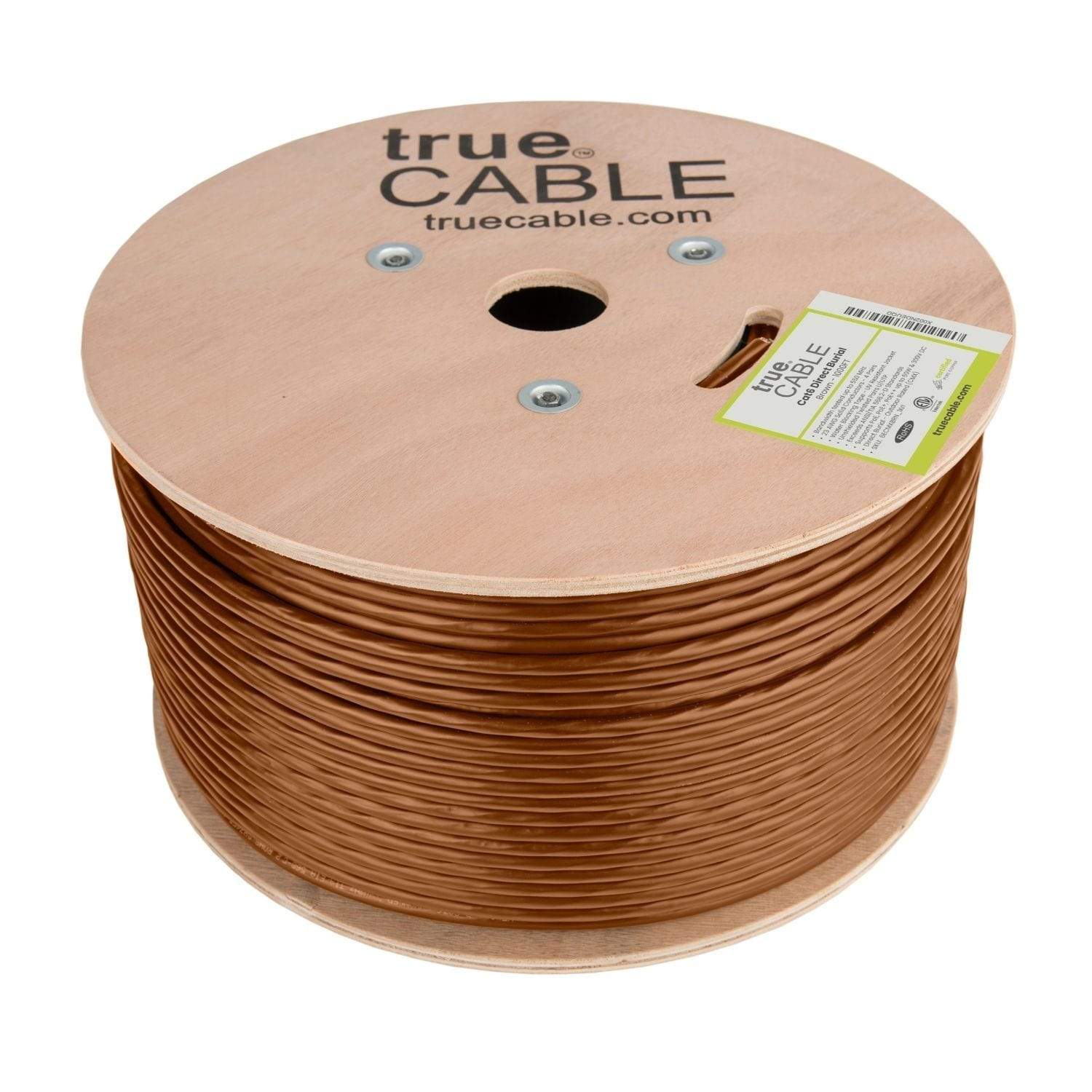 Outdoor Cat6 Cable Brown 1000ft trueCABLE Reel no wrap
