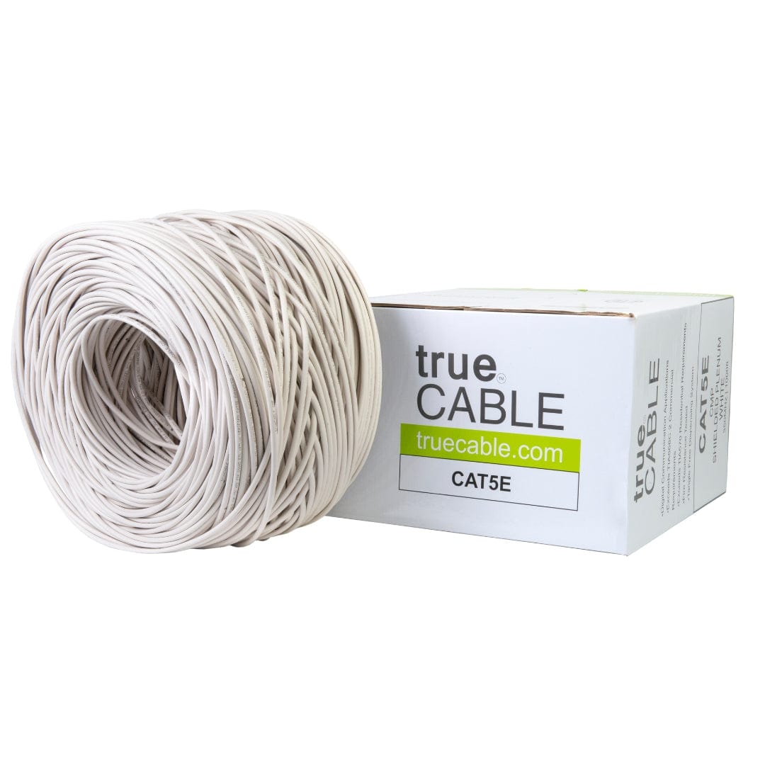 Cat5e Shielded Riser Ethernet Cable White 1000ft trueCABLE Box Top