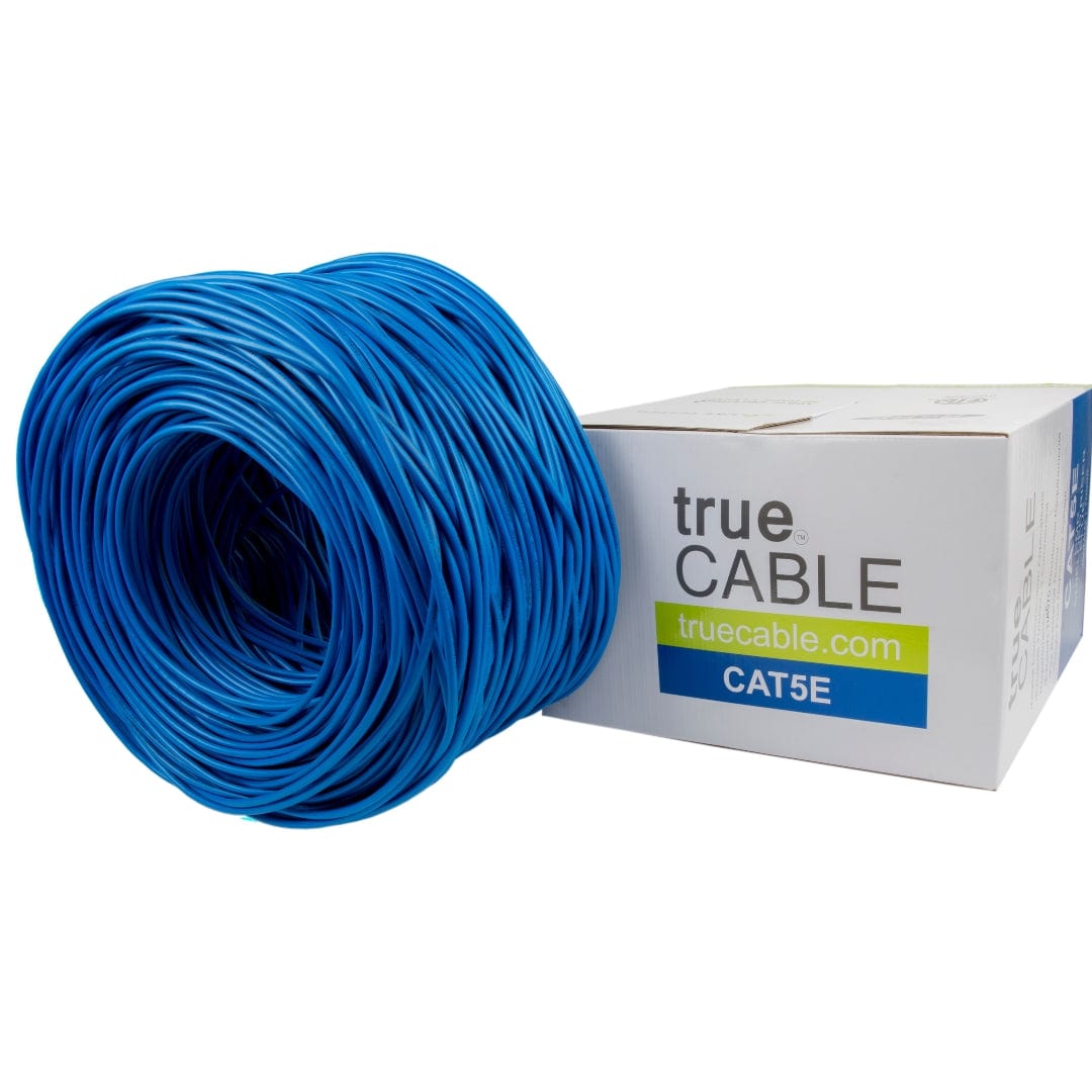 Cat5e Shielded Riser Ethernet Cable Blue 1000ft trueCABLE Box Top