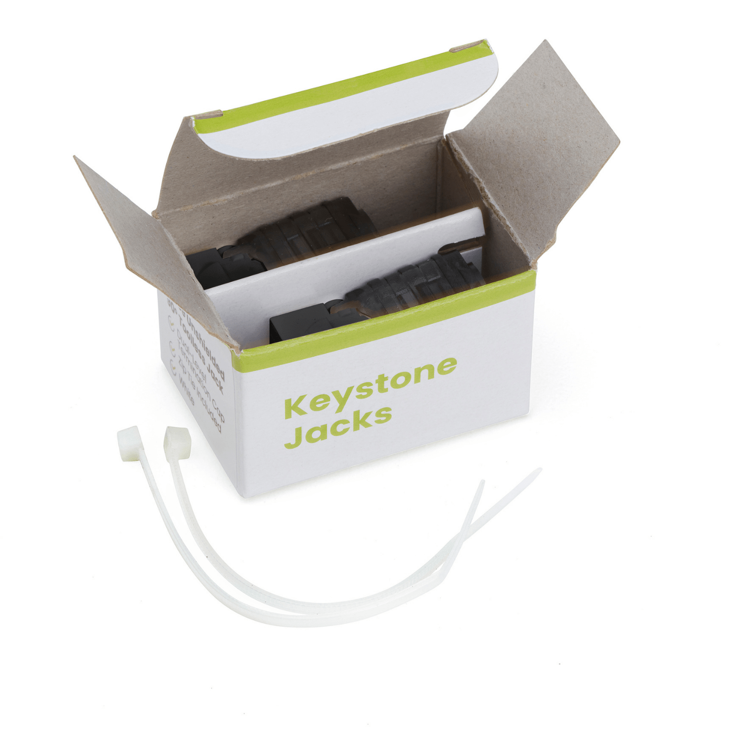 Cat6A Toolless Keystone Jack | Unshielded | 2pc | Black
