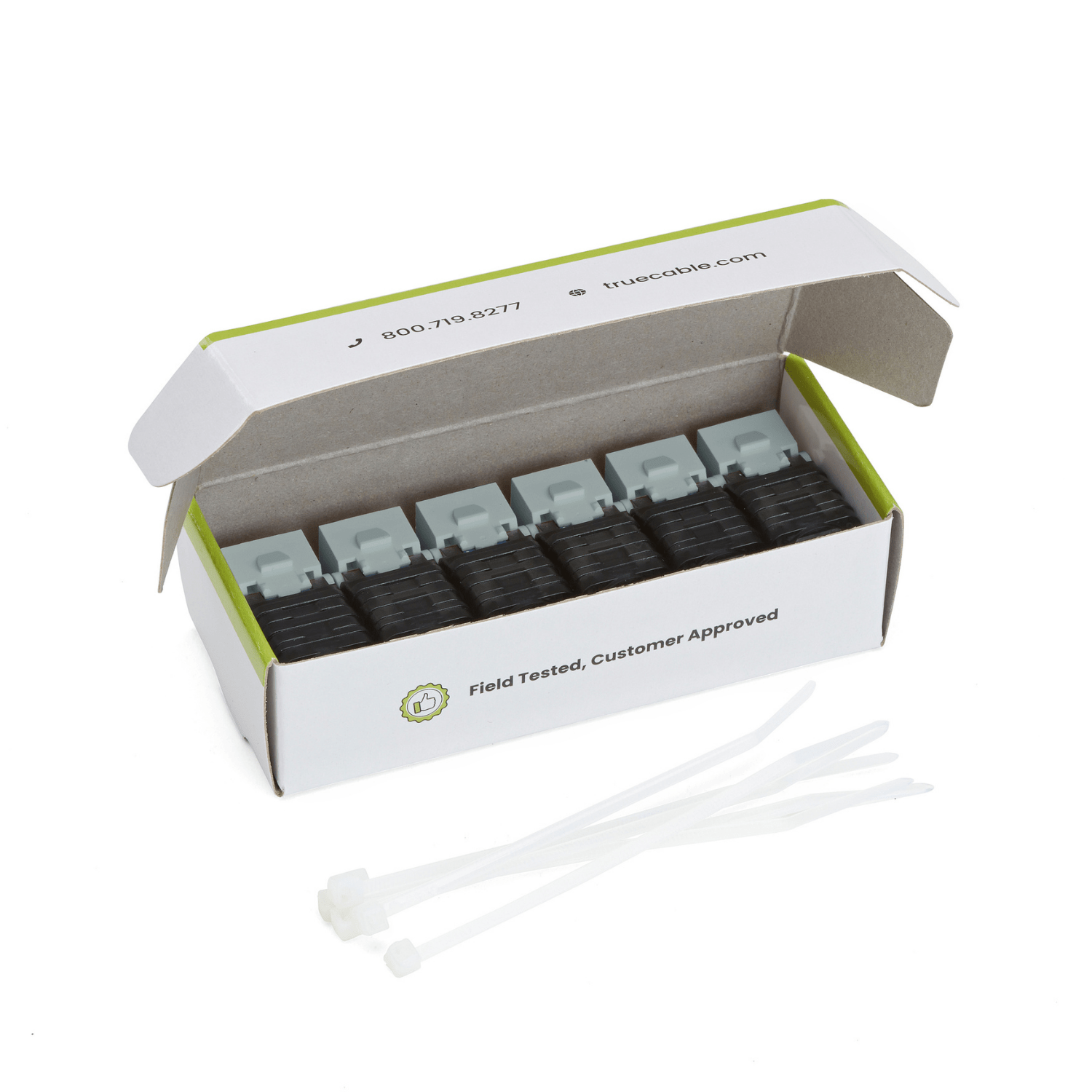 Cat6A Toolless Keystone Jack | Unshielded | 6pc | Gray