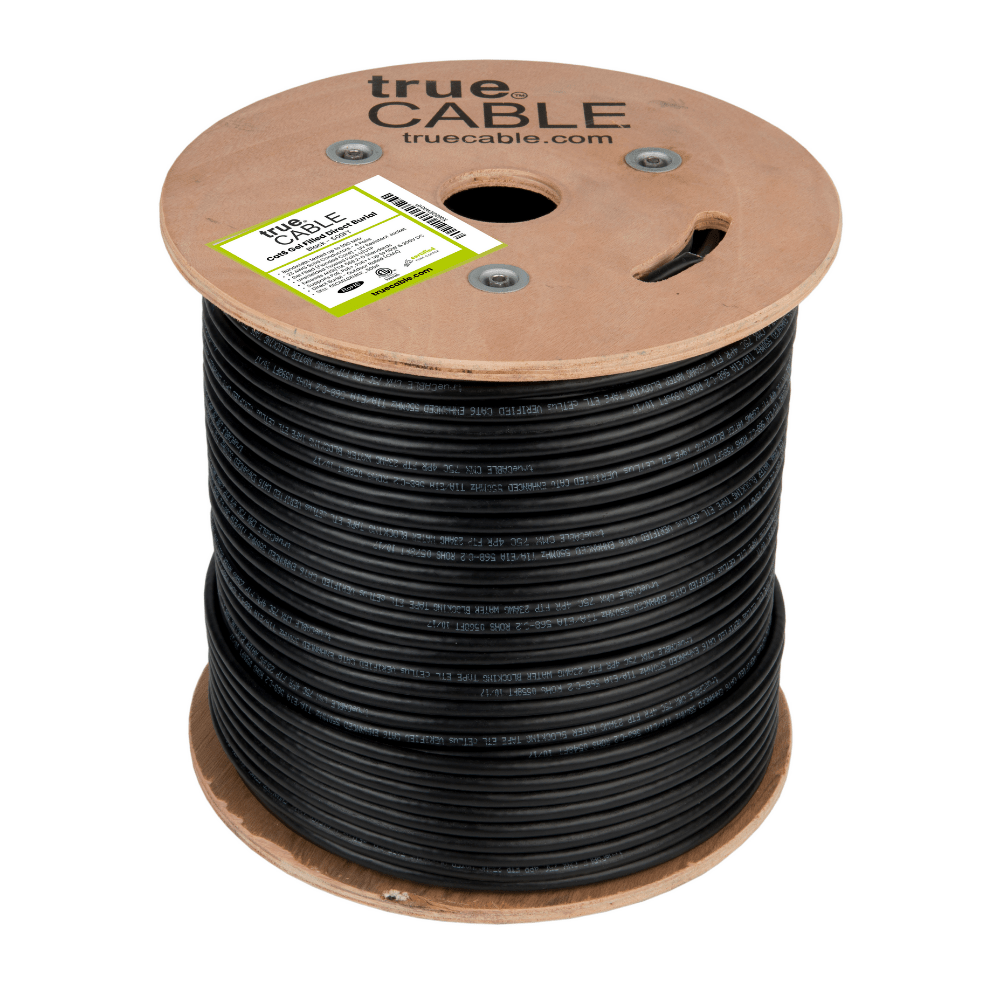 trueCABLE | Cat6 Gel Filled Direct Burial | Black | 500ft |  Reel