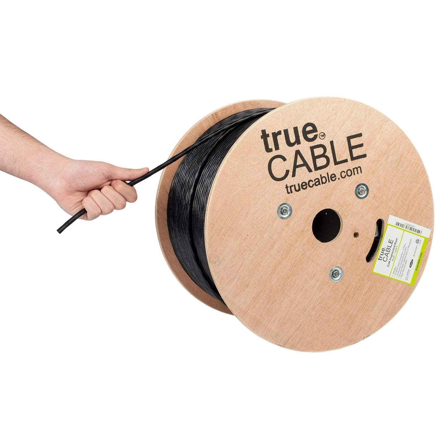 Cat6A Riser Ethernet Cable Black 1000ft trueCABLE Hand Pulling