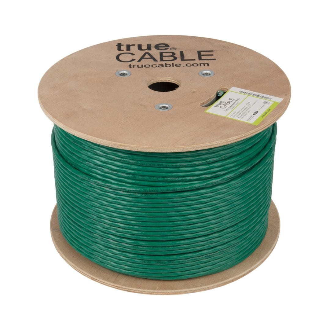 Cat6A Riser Ethernet Cable Green 1000ft trueCABLE Reel No Wrap