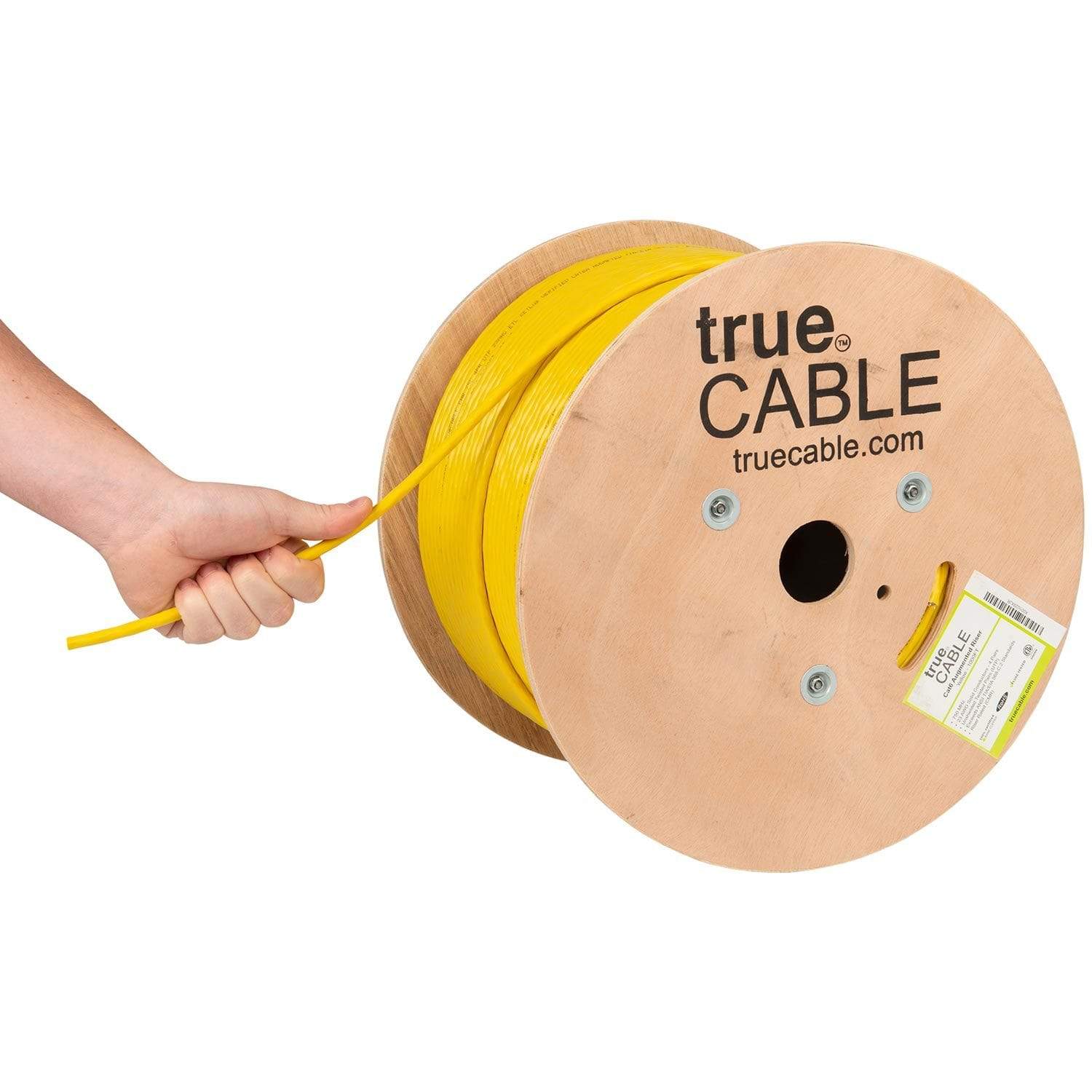 Cat6A Riser Ethernet Cable Yellow 1000ft trueCABLE Hand Pulling