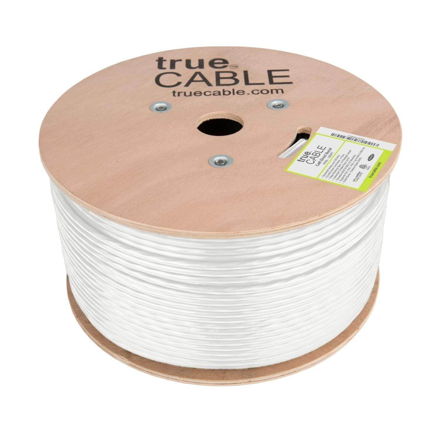 Outdoor Cat6 Cable White 1000ft trueCABLE Reel No Wrap
