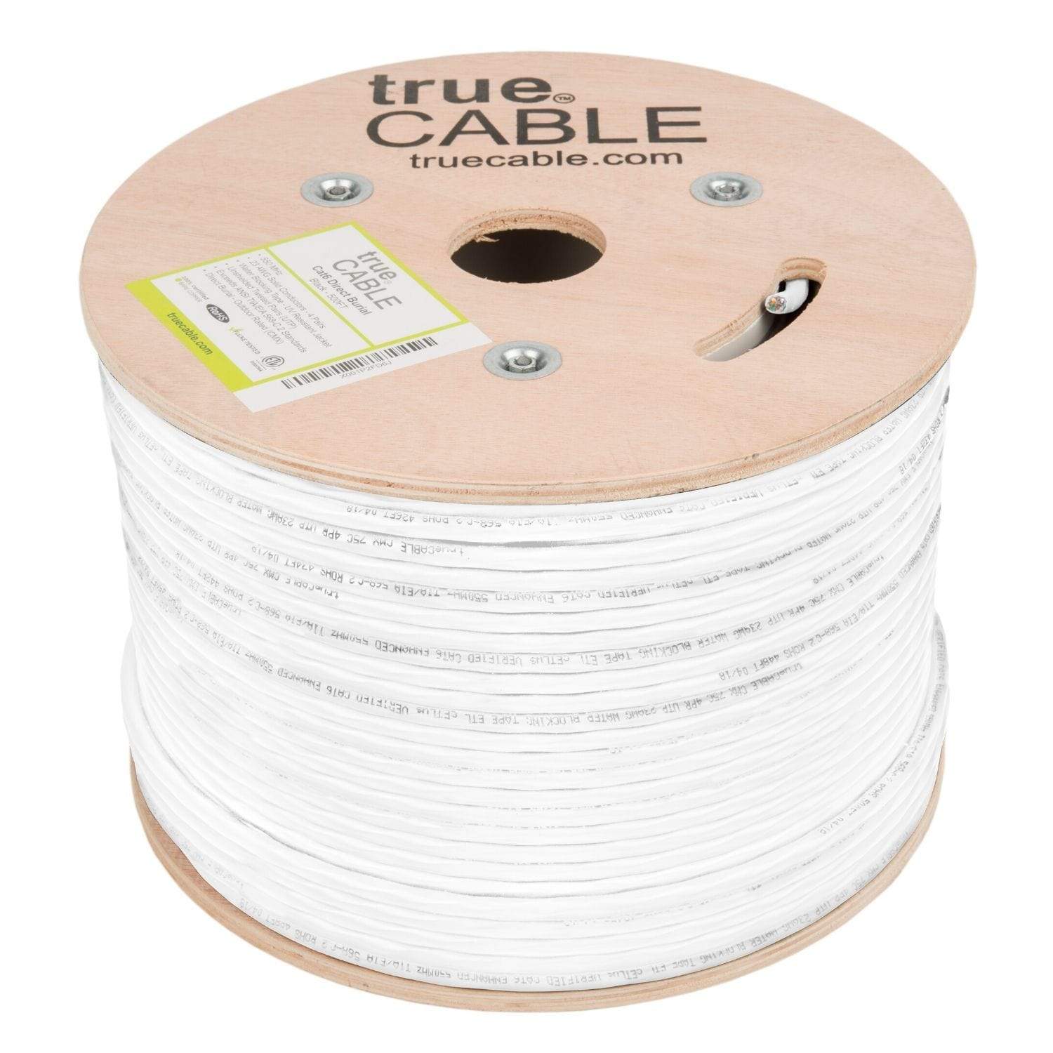 Outdoor Cat6 Cable White 500ft trueCABLE No Wrap