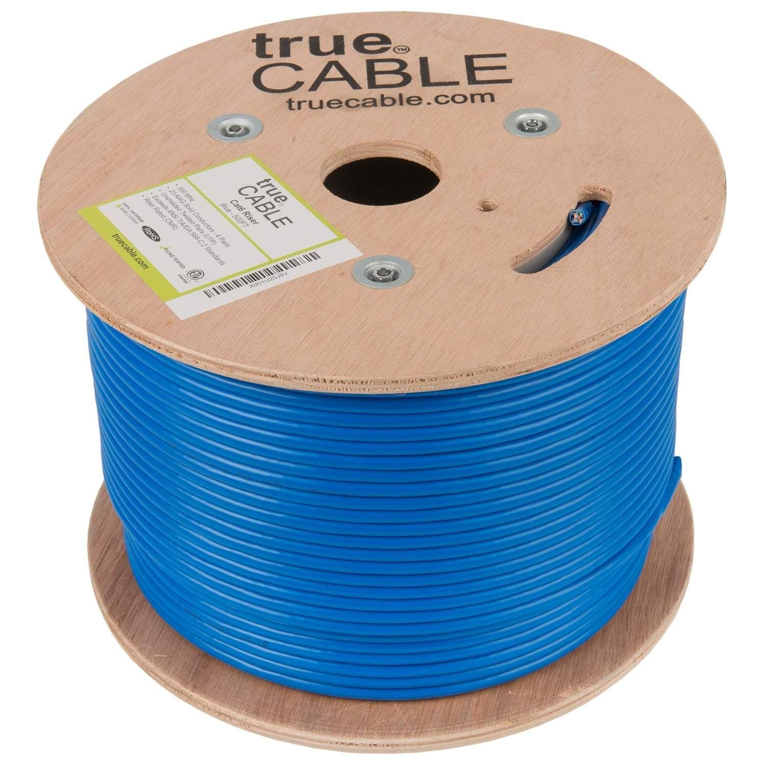Cat6 Riser Ethernet Cable Blue 500ft trueCABLE Reel No Wrap