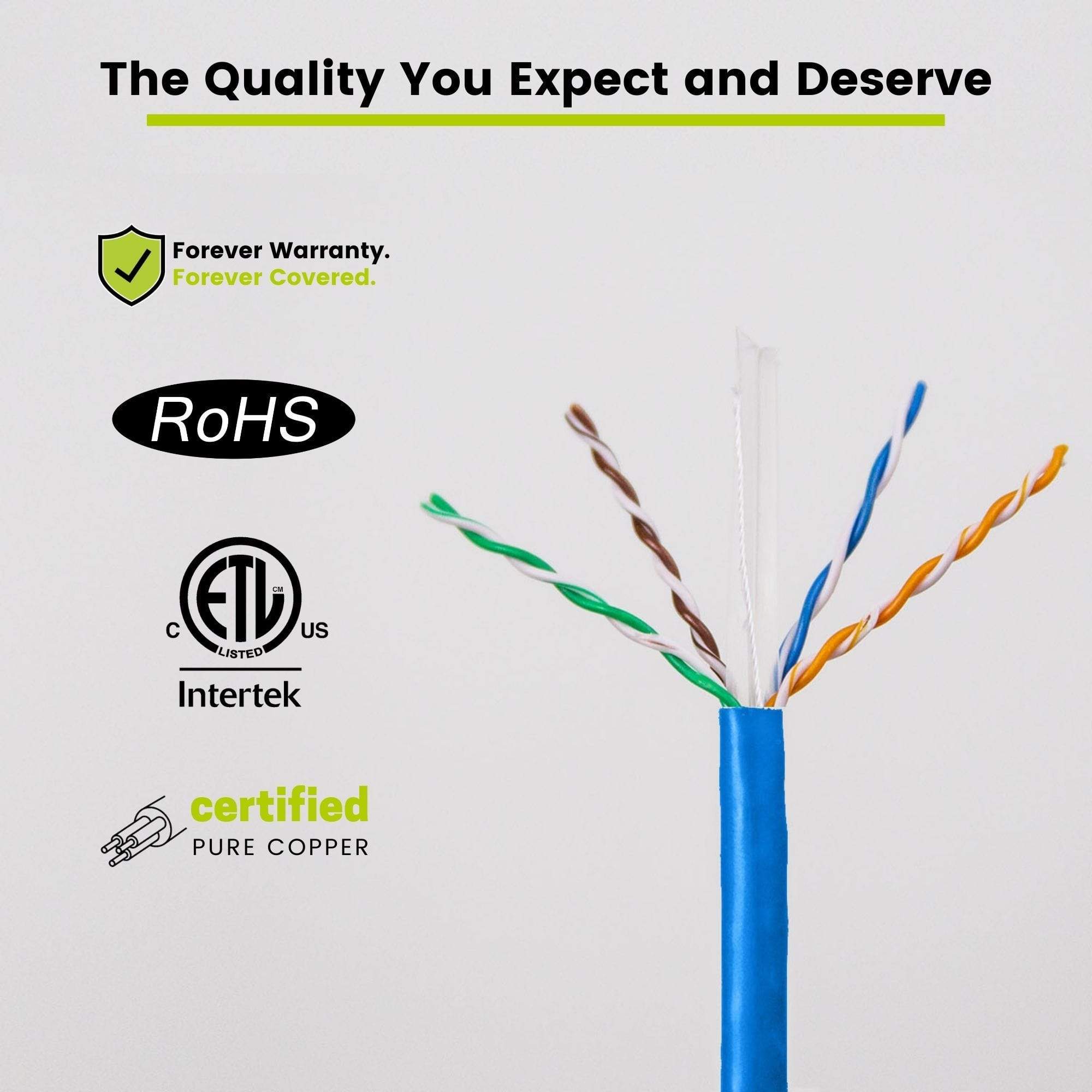 Cat6 Riser Ethernet Cable Blue 500ft trueCABLE Wire Closeup