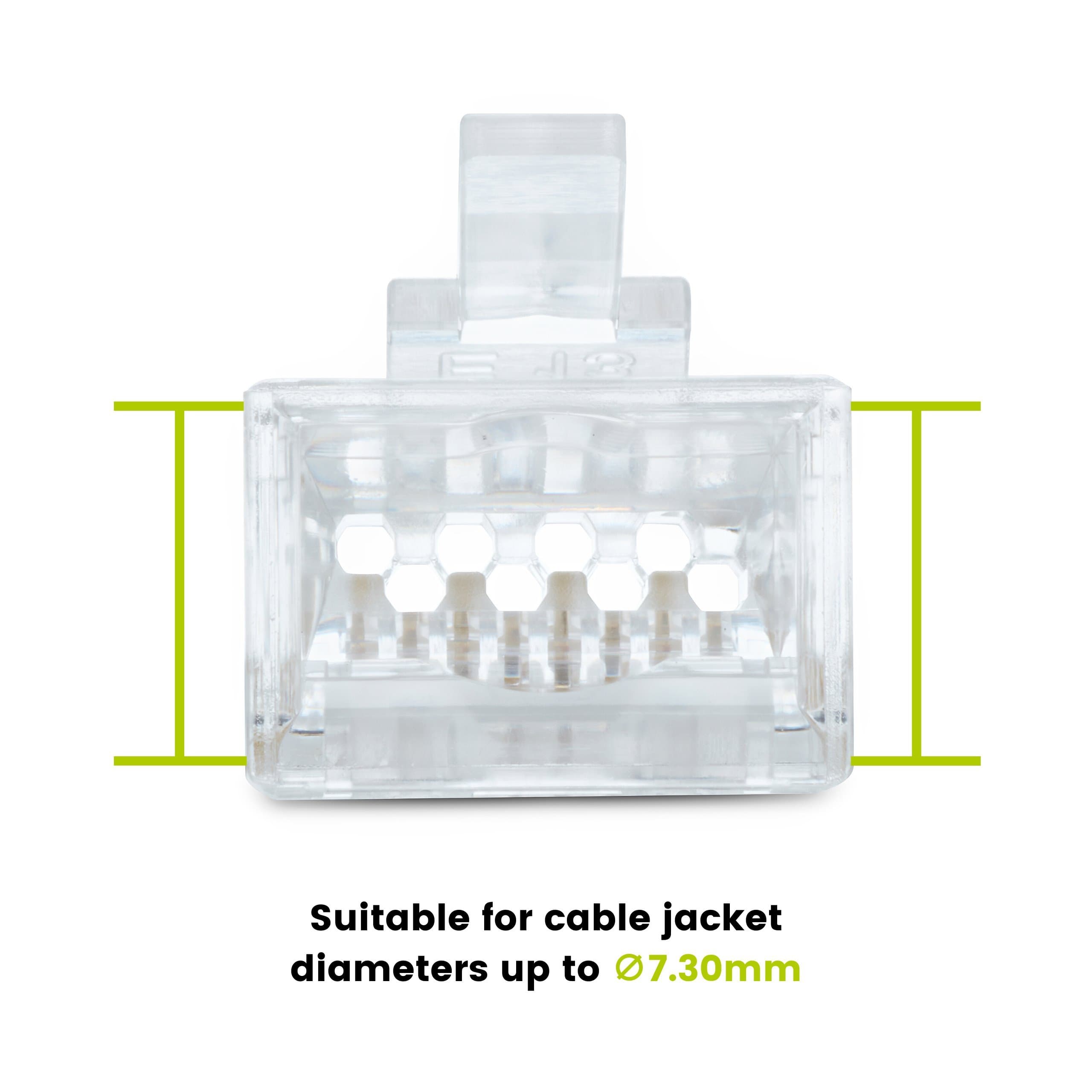 Cat6A Extra Large Pass Through RJ45 Connectors | Unshielded | 100pc | Back