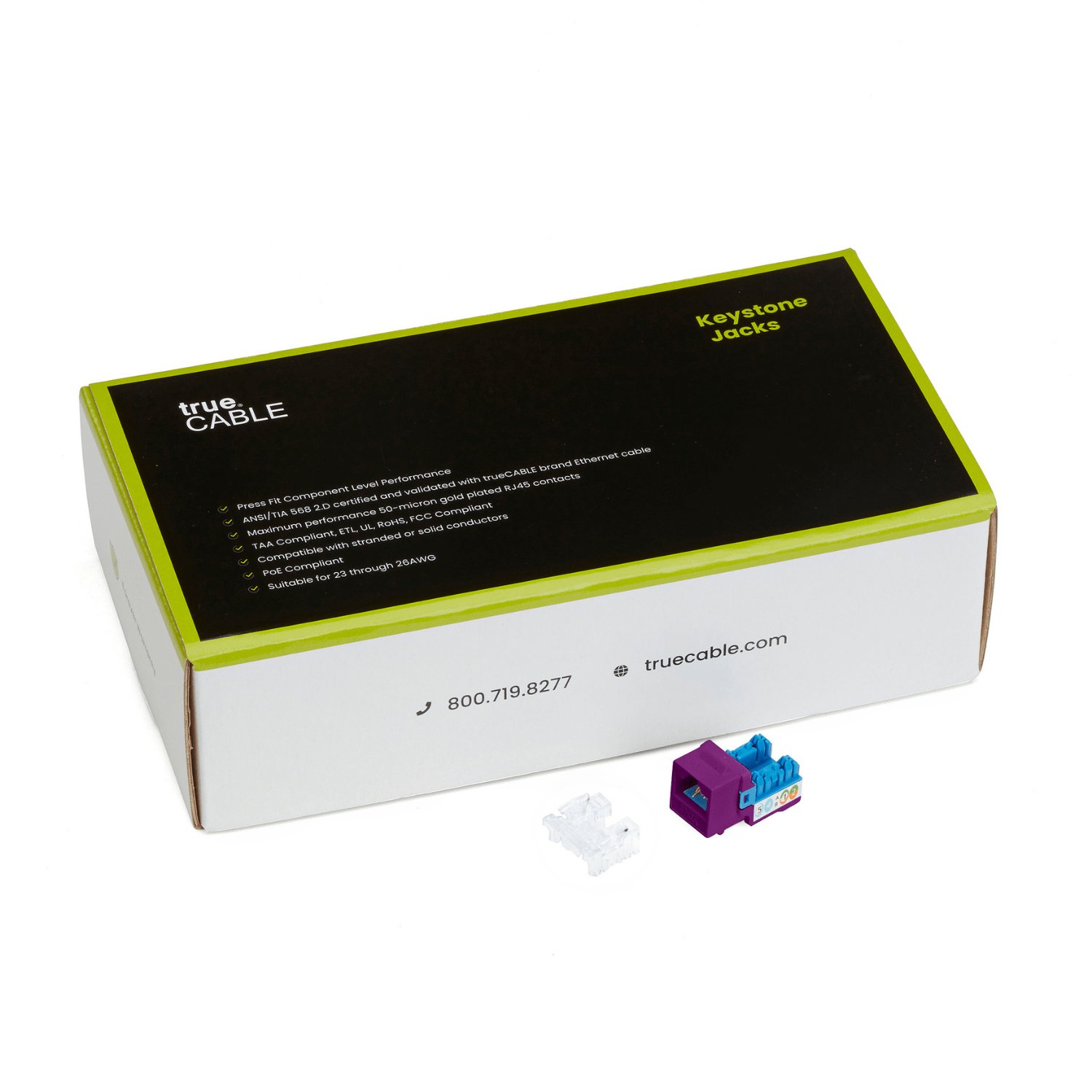 Cat6A Punch Down Keystone Jack | Unshielded | 48pc | Packaging | Purple