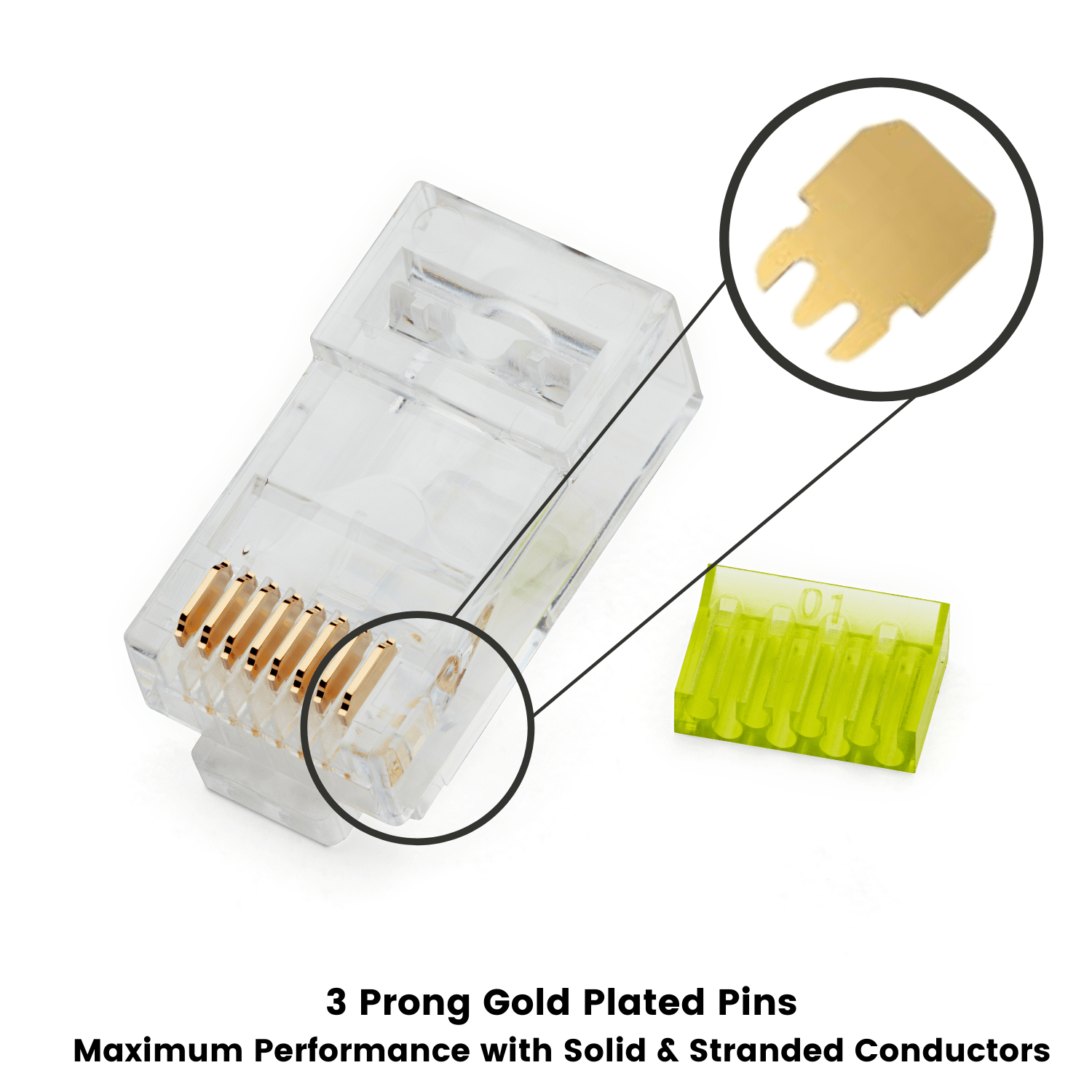 Cat6 Cat6A Standard RJ45 Connectors | Unshielded | 100pc | side