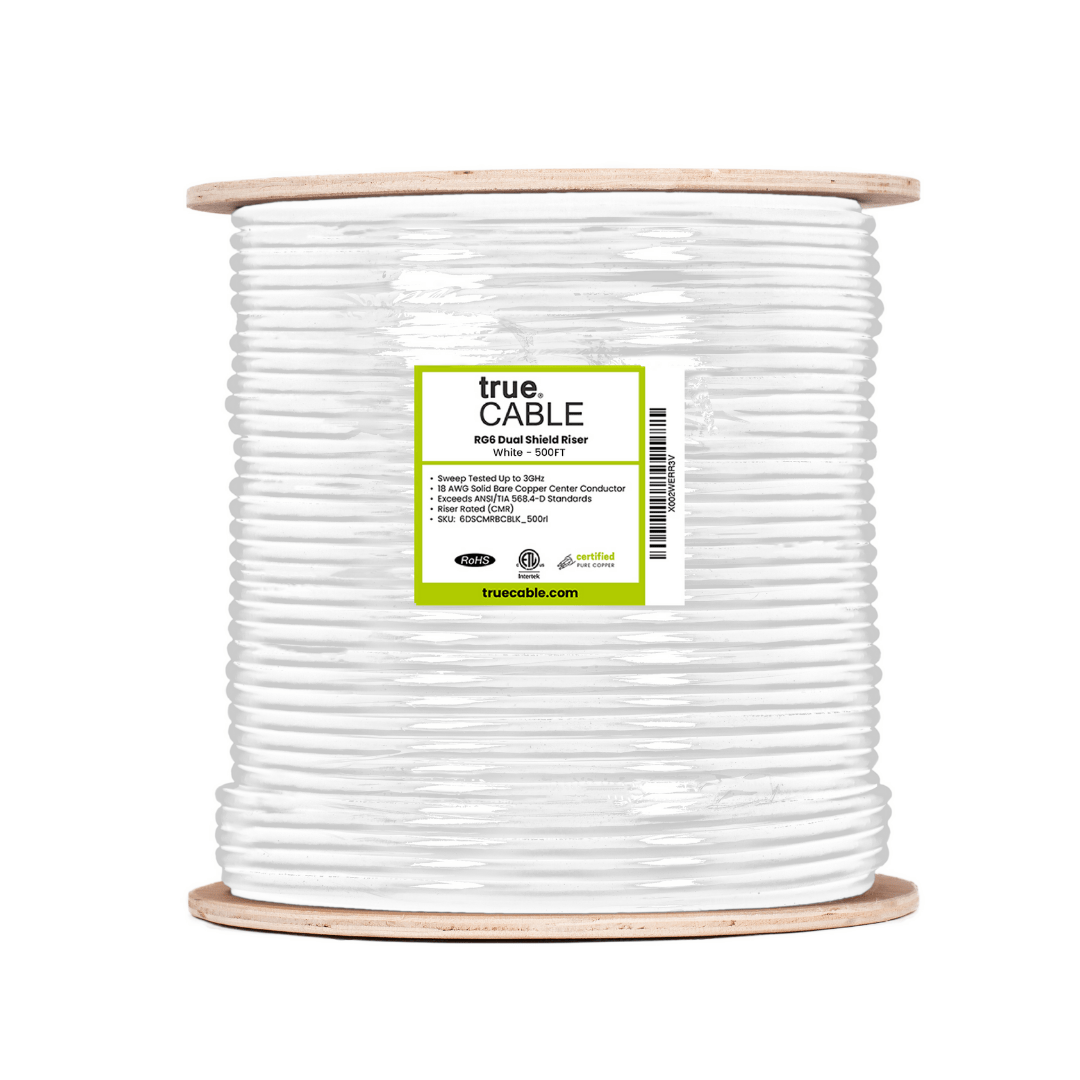 RG6 dual shield coax Riser white 500ft
