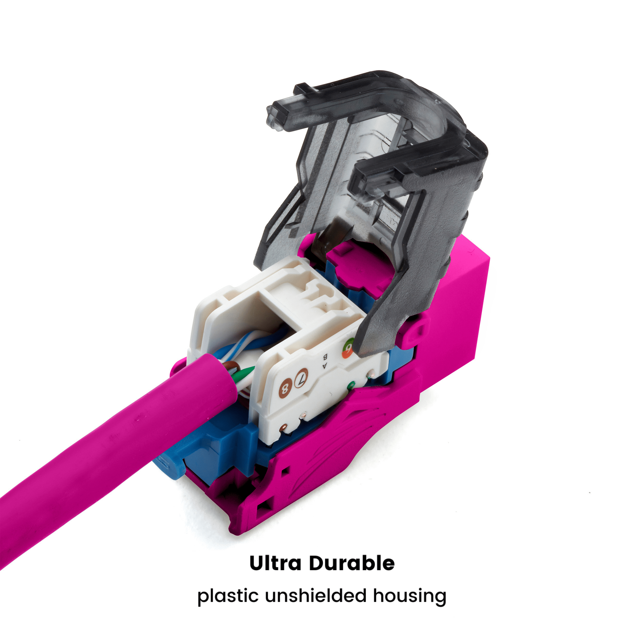 Cat6A Toolless Keystone Jack | Unshielded | 12pc | Pink
