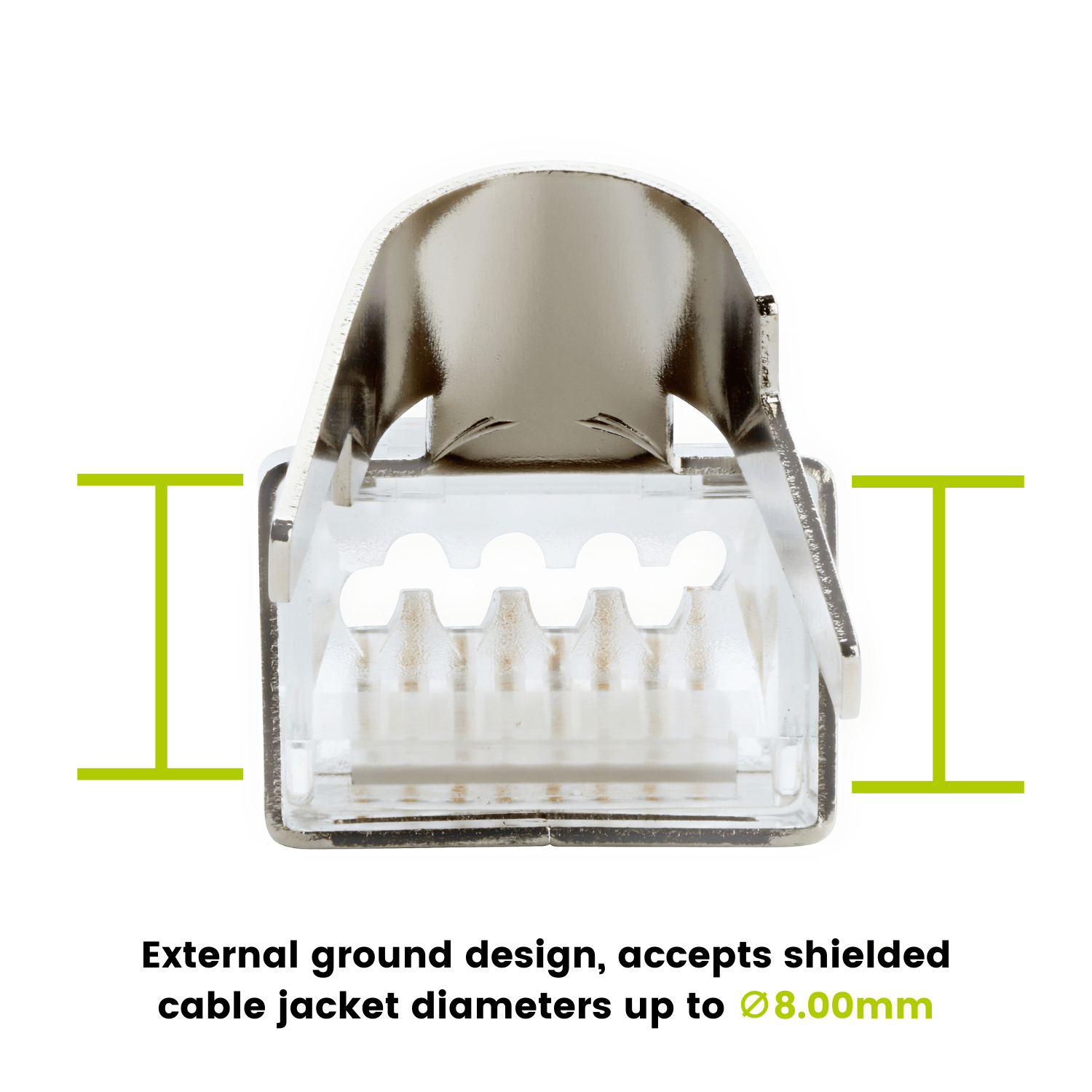 Cat6-6A Pass Through RJ45 Connectors | Shielded | 50pc | External Ground