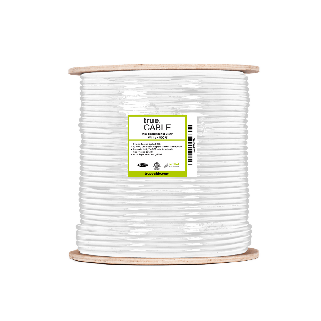 RG6 Quad Shield Riser White 500ft