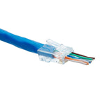 Cat6A Extra Large Pass Through RJ45 Connectors | Unshielded | 50pc | Conductors inserted