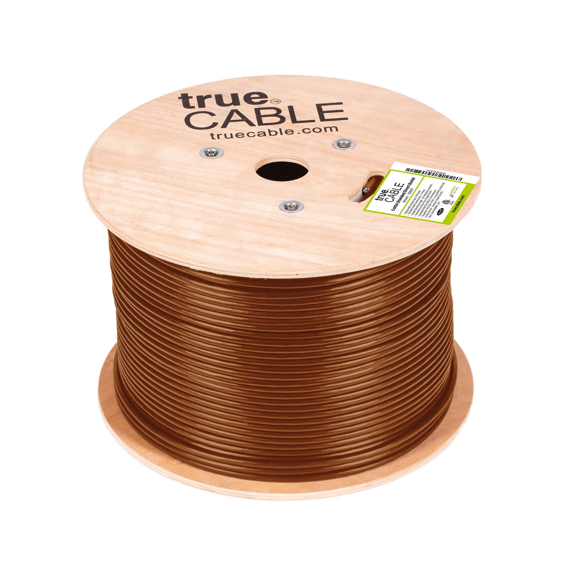Cat6a direct burial shielded, reel unwrapped, 1000ft, brown