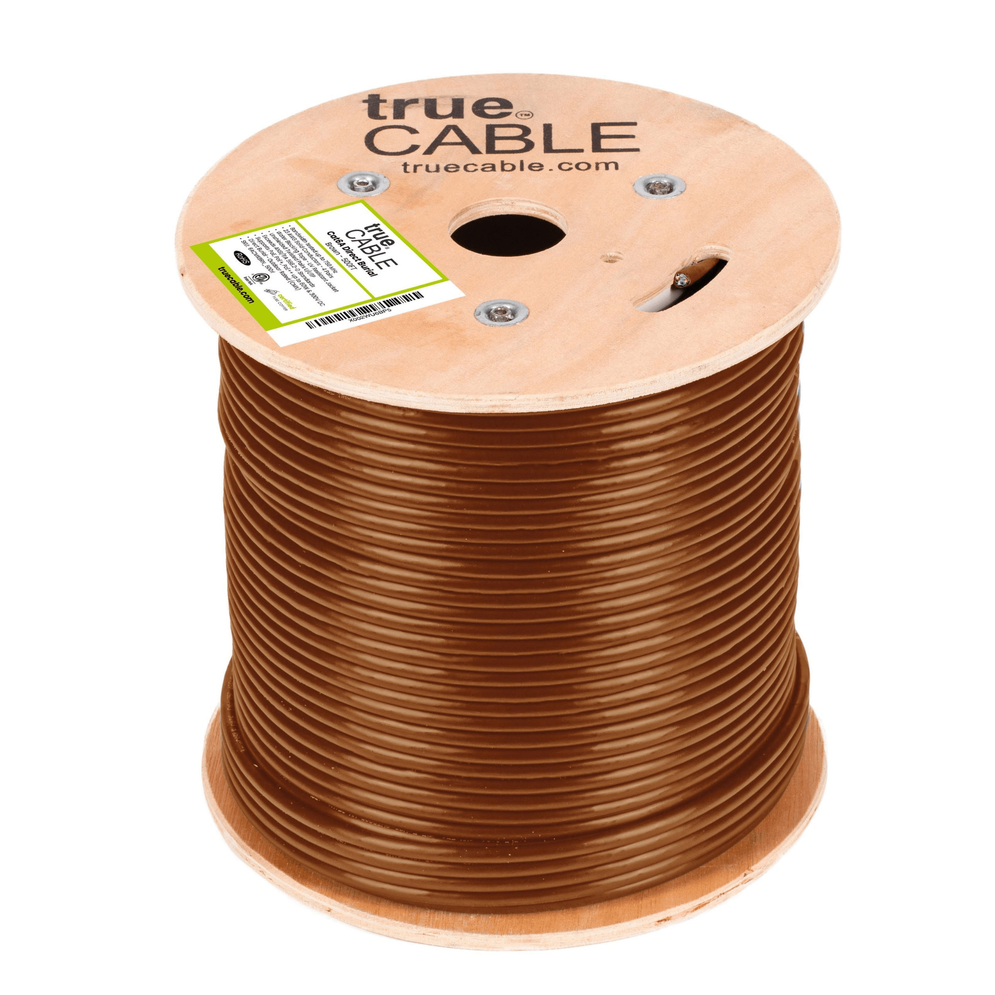 Cat6A Direct Burial, Unshielded, 500ft, brown