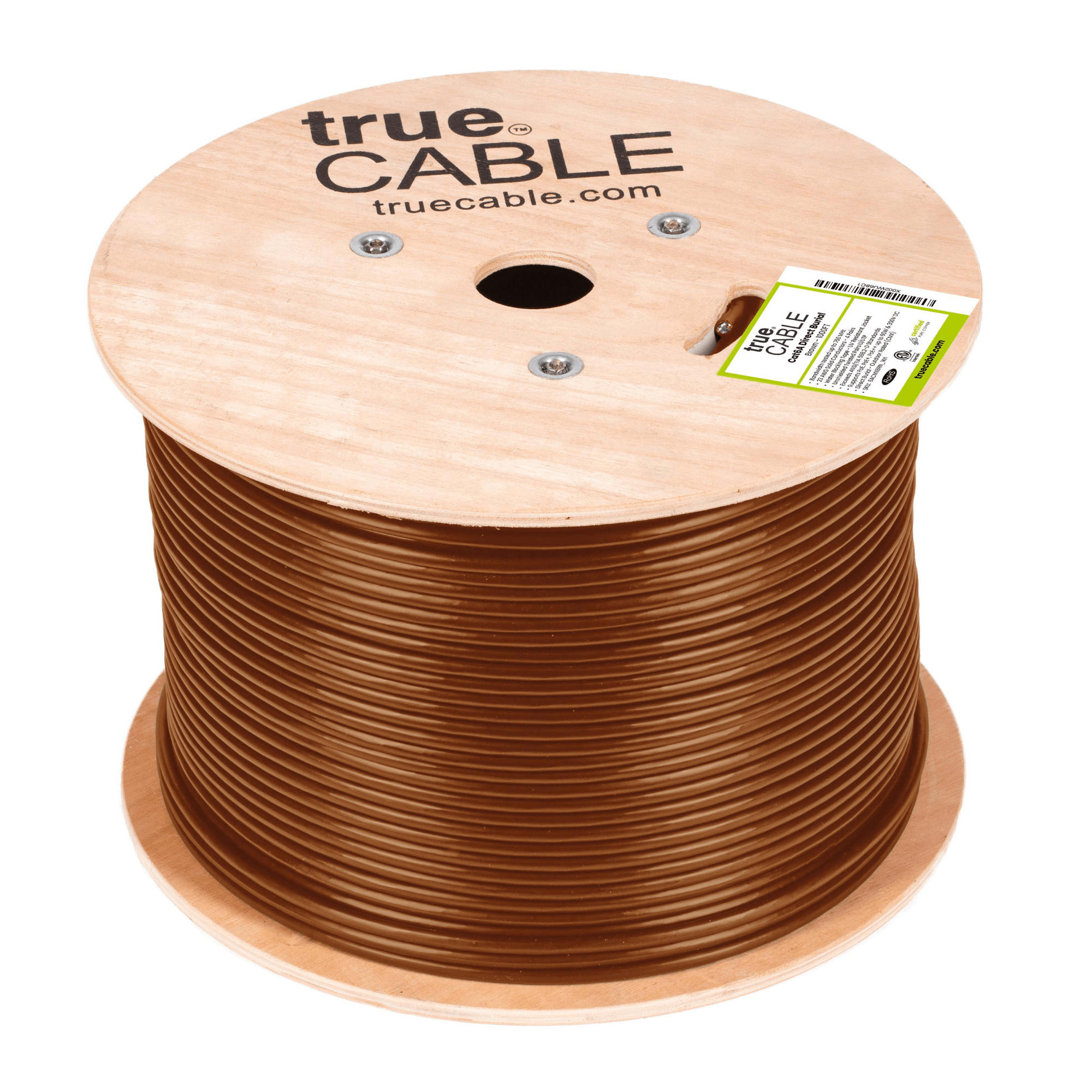 Cat6A Direct Burial, Unshielded, 1000ft, brown