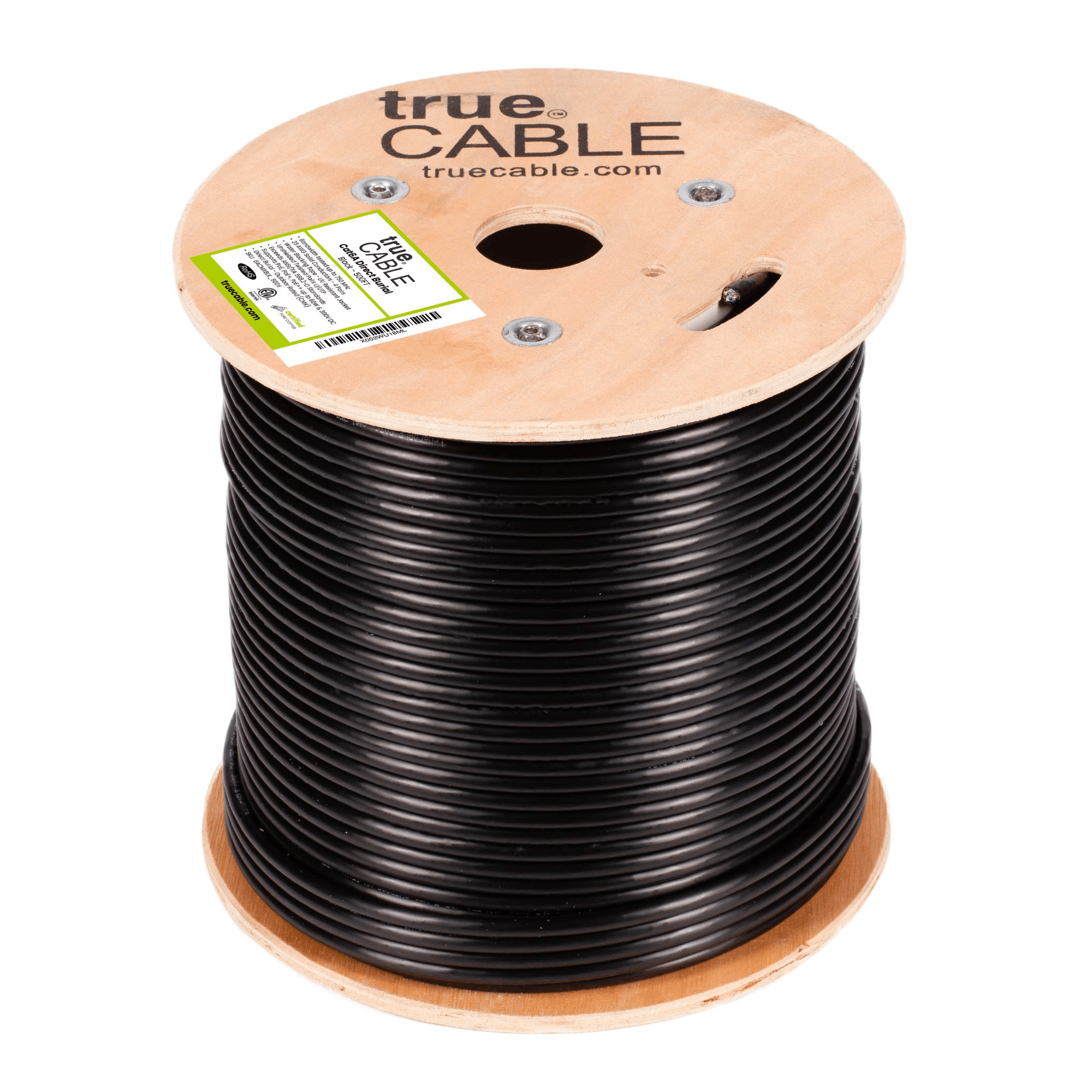 Cat6A Direct Burial, Unshielded, Black, 500ft