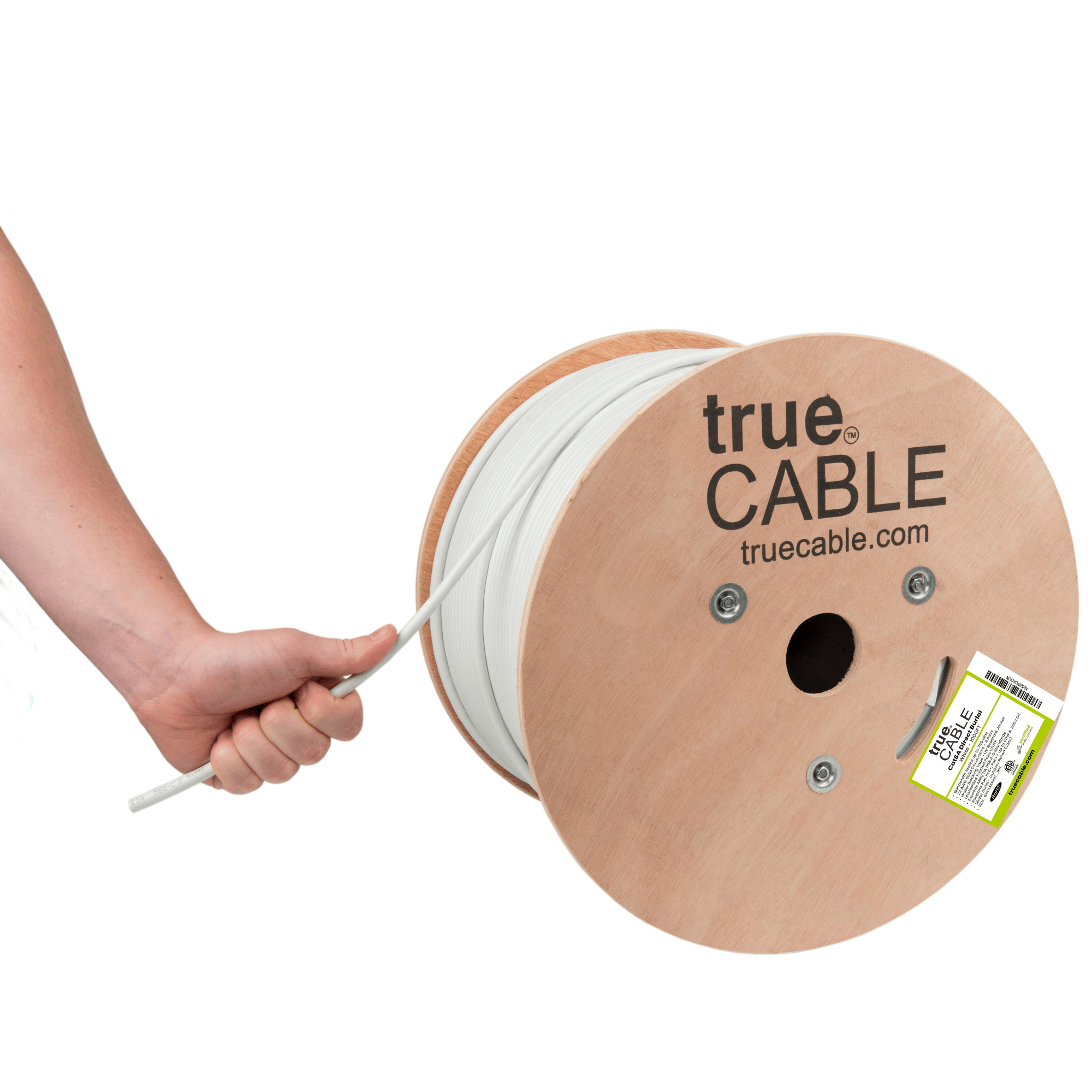 Cat6A Direct Burial, Unshielded, 1000ft, white