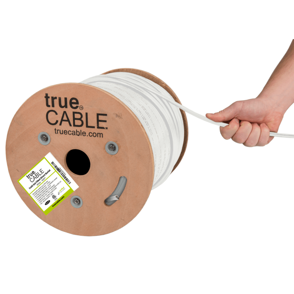 trueCABLE | Cat6 Gel Filled Direct Burial | White | 500ft |  Hand Pulling