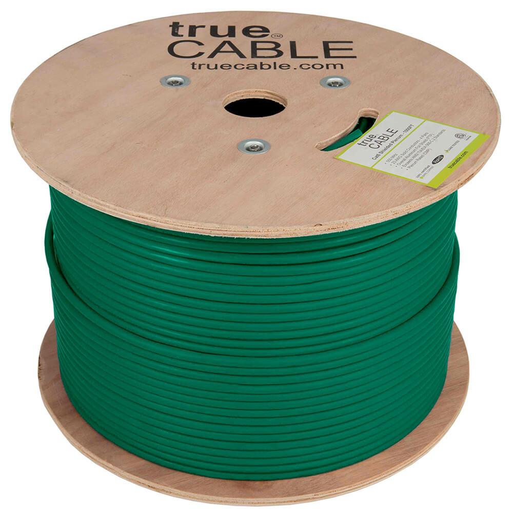 Cat6 Shielded Plenum Ethernet Cable Green 1000ft trueCABLE Reel No Wrap